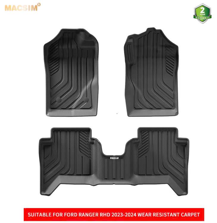 Thảm lót sàn (sd4) ô tô 2 lớp cao cấp dành cho xe Ford Ranger 2022+ (sd4) nhãn hiệu Macsim chất liệu TPE màu đen