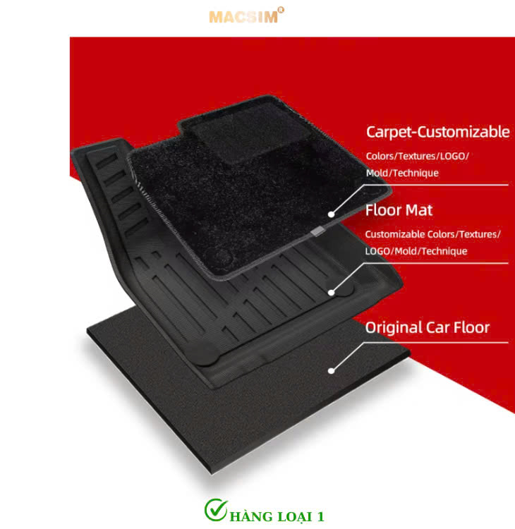 Thảm lót sàn (sd4) ô tô 2 lớp cao cấp dành cho xe Ford Ranger 2022+ (sd4) nhãn hiệu Macsim chất liệu TPE màu đen