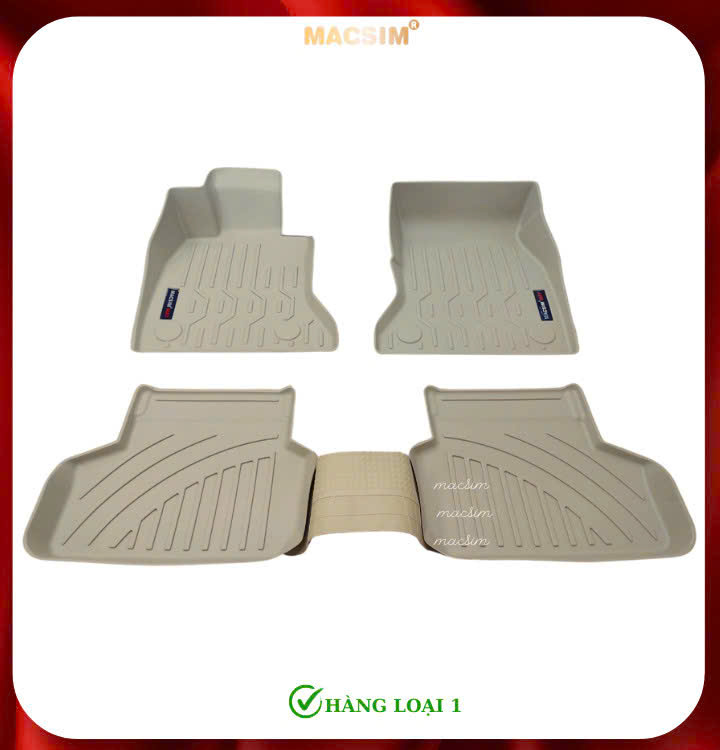 Thảm lót sàn xe ô tô BMW 520i / 5 series 2010-2015 Nhãn hiệu Macsim chất liệu nhựa TPV cao cấp màu be