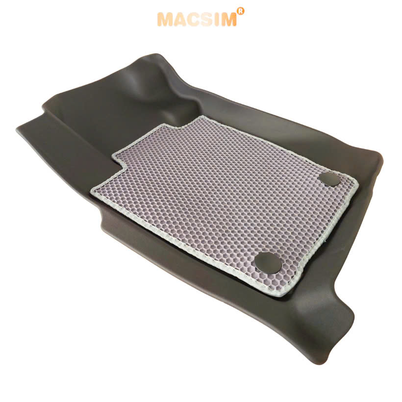 Thảm lót sàn ô tô Mitsubishi Pajero sport 2011- nay chốt ngang  Macsim - cao su ghi, chuẩn phom, dễ vệ sinh (Mã 03)