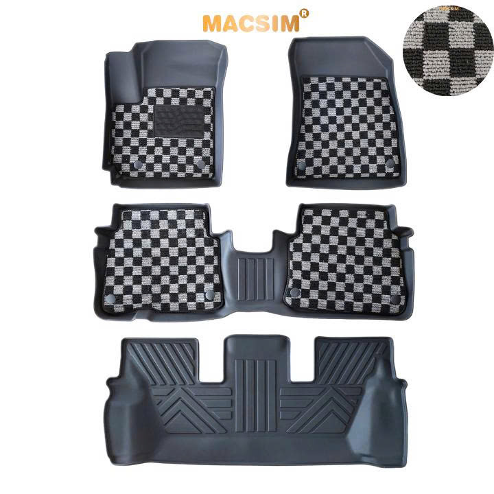 Thảm lót sàn ô tô Kia Carens Macsim – Ca rô, chuẩn phom, Dễ Vệ Sinh (Mã 03)
