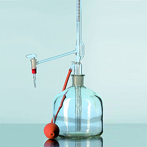 Buret tự động trắng 50ml class AS + chai 2L + Quả bóp