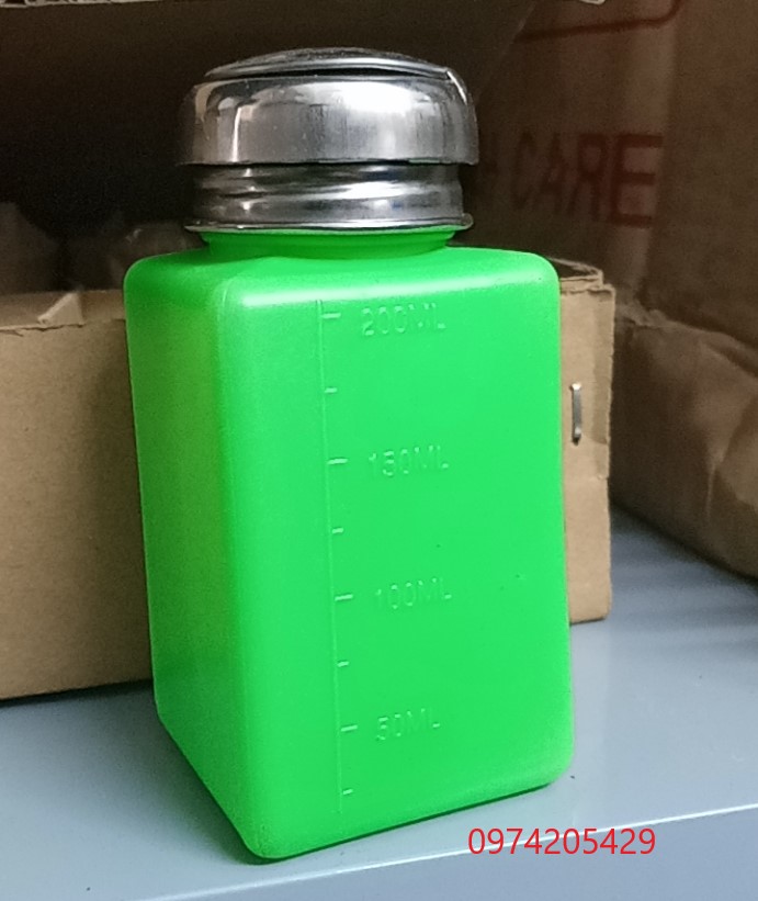 Chai đựng cồn 200ml màu xanh lá cây