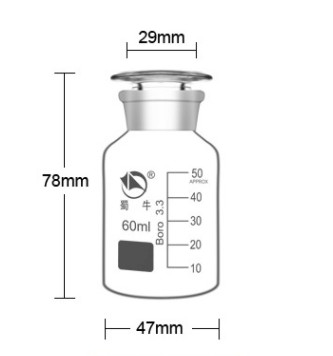 Chai thủy tinh nút nhám chia vạch 60ml