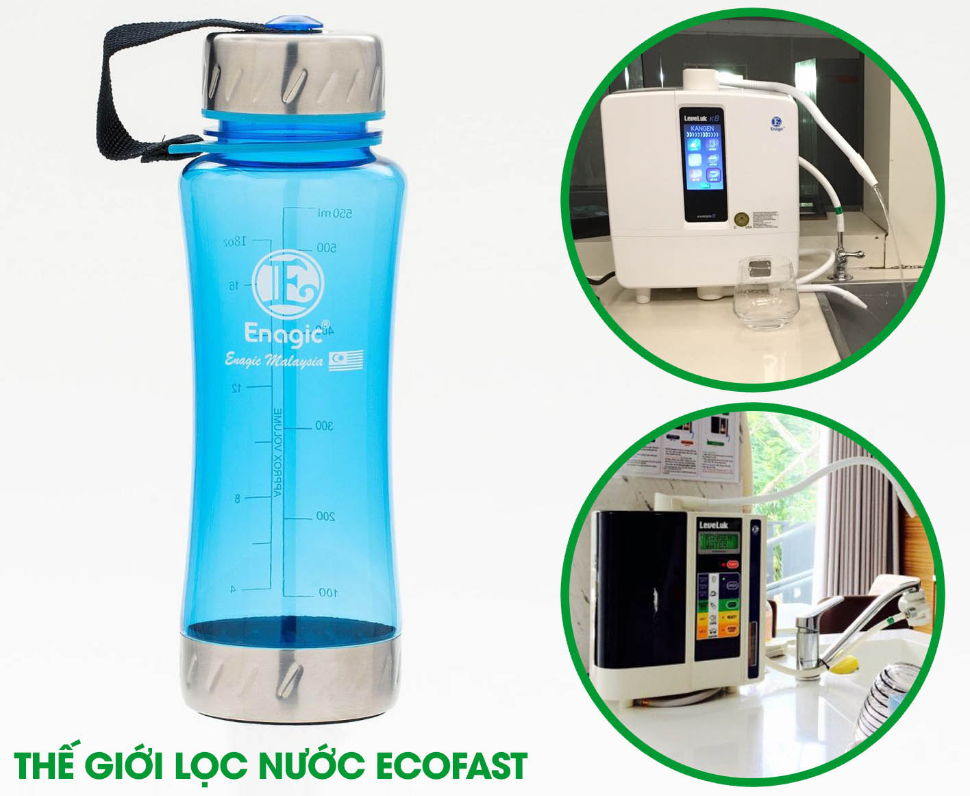 Bình đựng nước điện giải ion kiềm Kangen 550 ml - Màu Xanh Dương