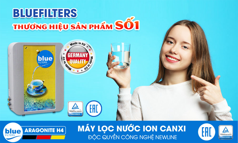 Máy lọc nước ion canxi Bluefilters Aragonite h4