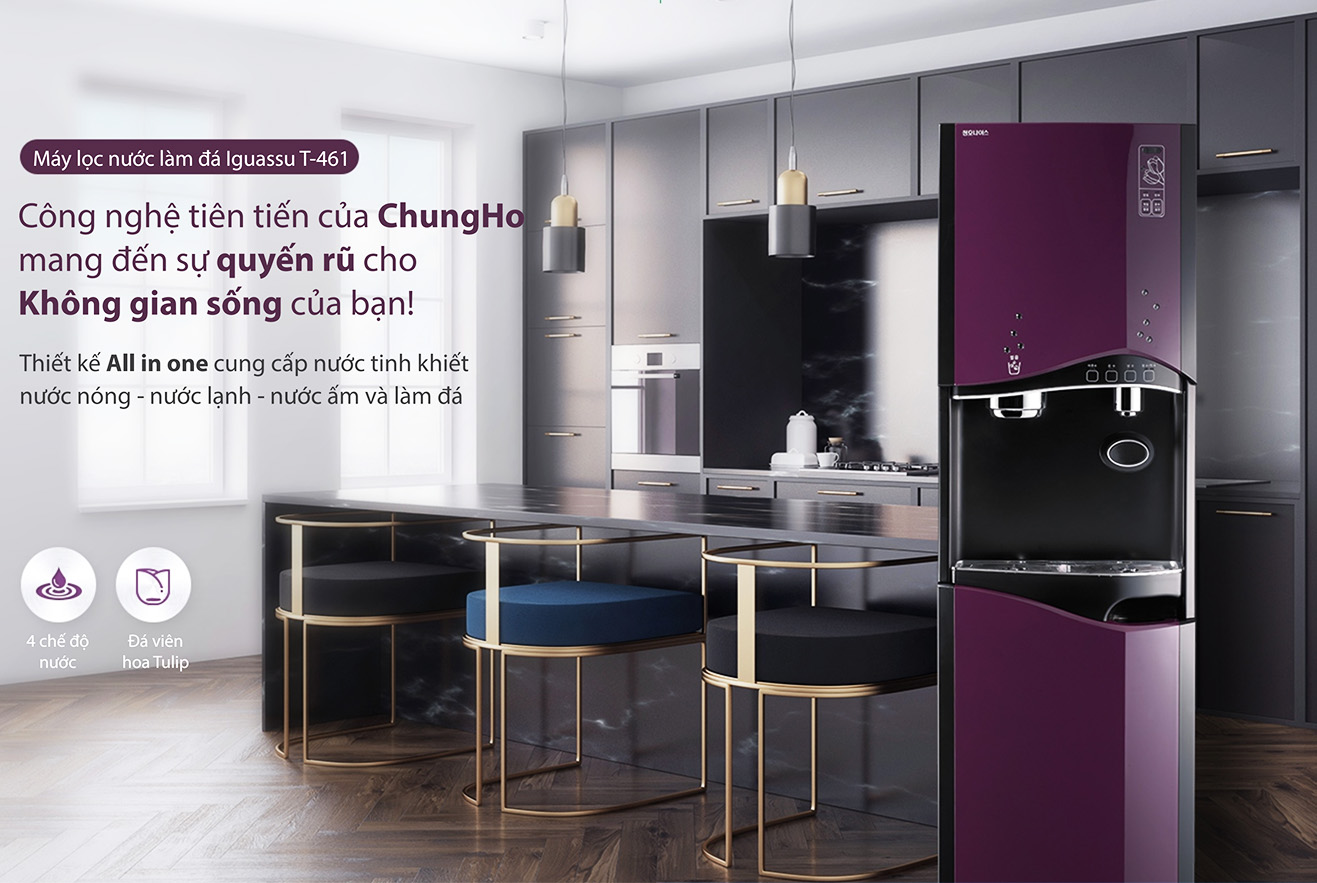 Máy lọc nước nóng lạnh, làm đá ChungHo Iguassu T-461