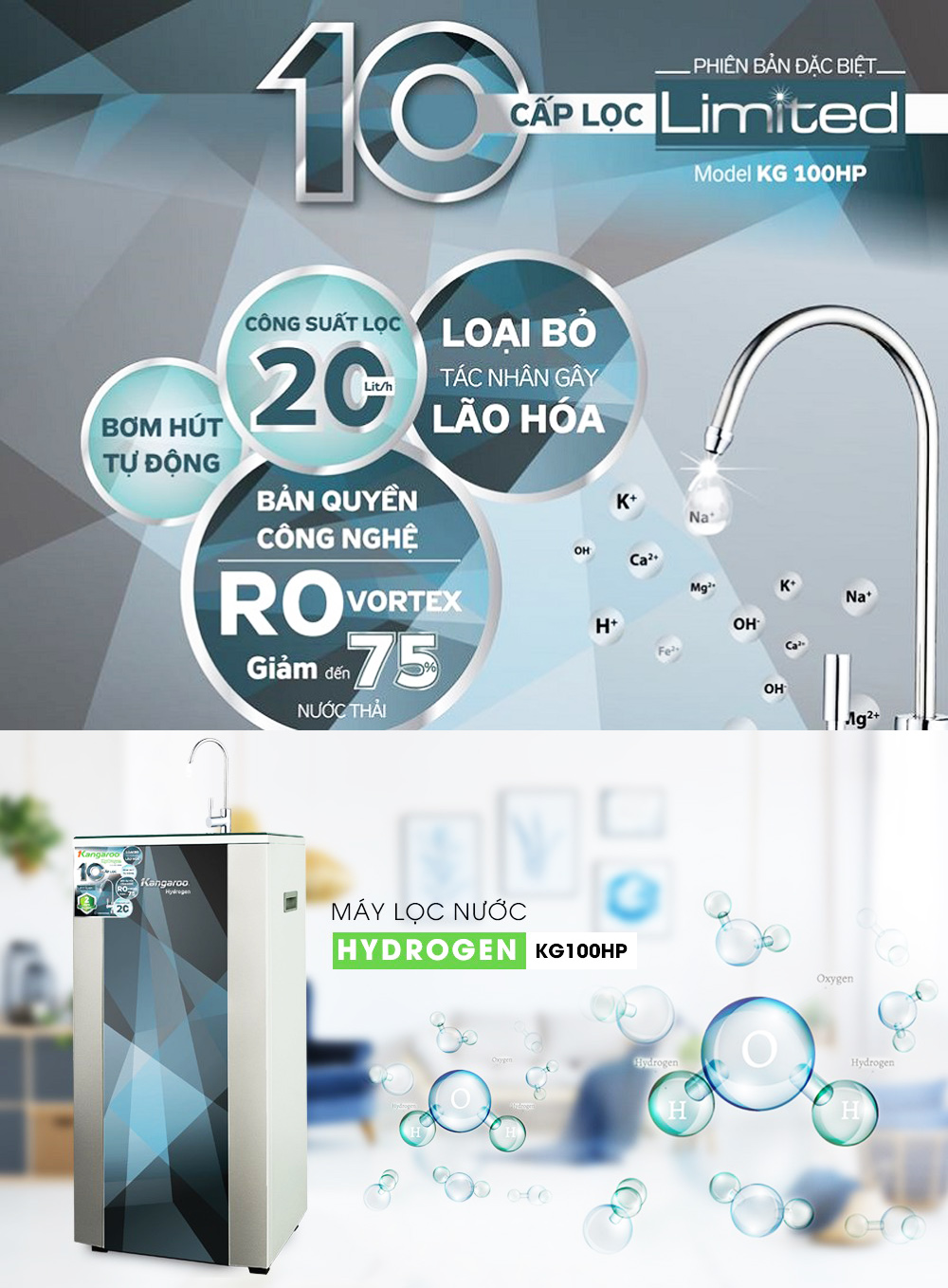 Máy lọc nước Hydrogen Plus Kangaroo KG100HP VTU