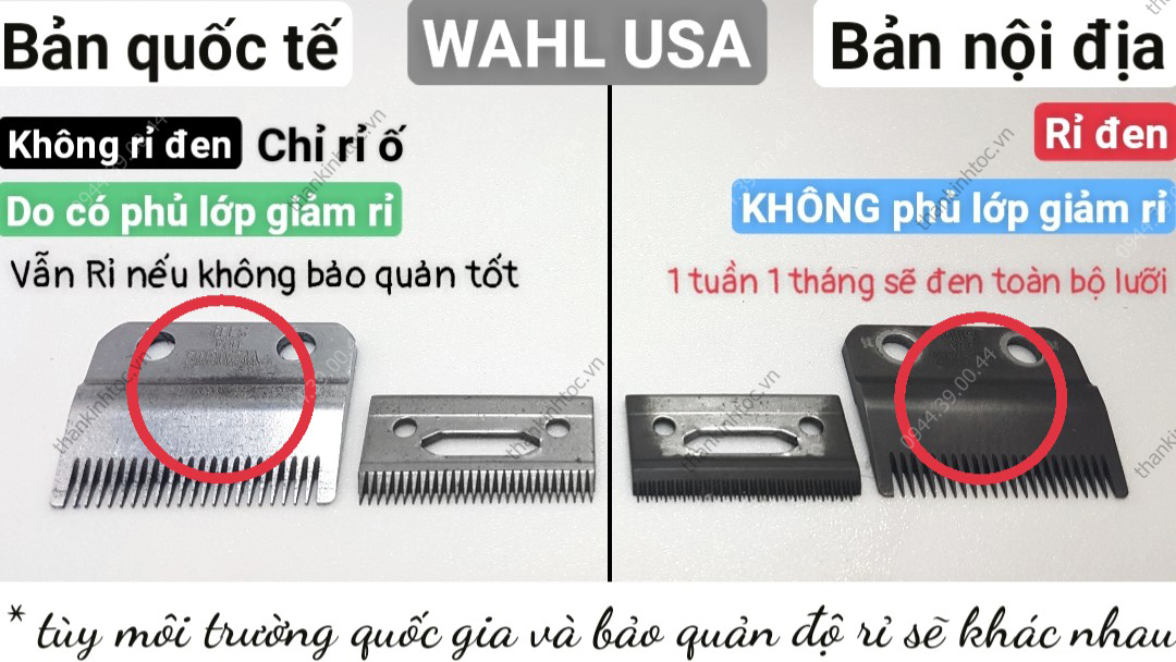 Tông đơ WAHL ANDIS USA Mỹ Lưỡi bị rỉ đen sét lưỡi ?