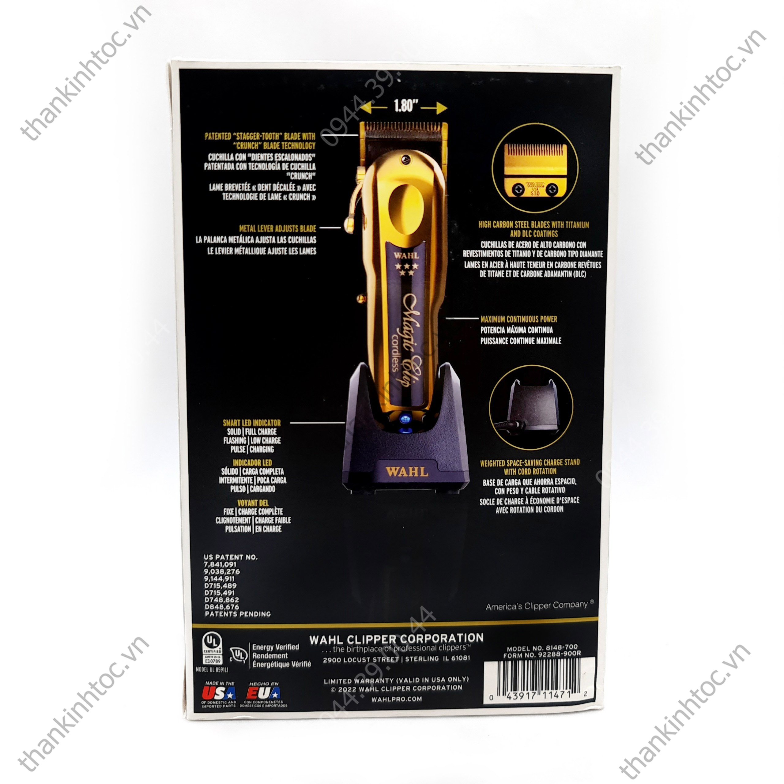 Tông Đơ Pin Lưỡi Kép Wahl Magic Gold Chính Hãng USA