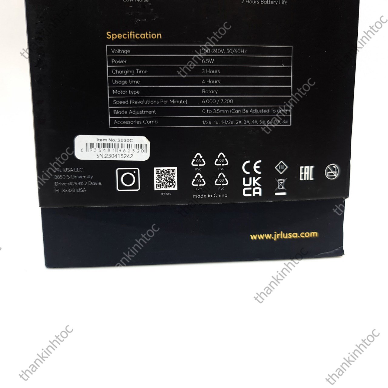 Tông Đơ Pin Lưỡi Đơn JRL Crom Chính hãng USA Bản Nội Địa