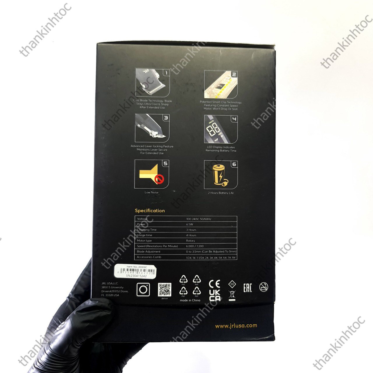 Tông Đơ Pin Lưỡi Đơn JRL Crom Chính hãng USA Bản Nội Địa