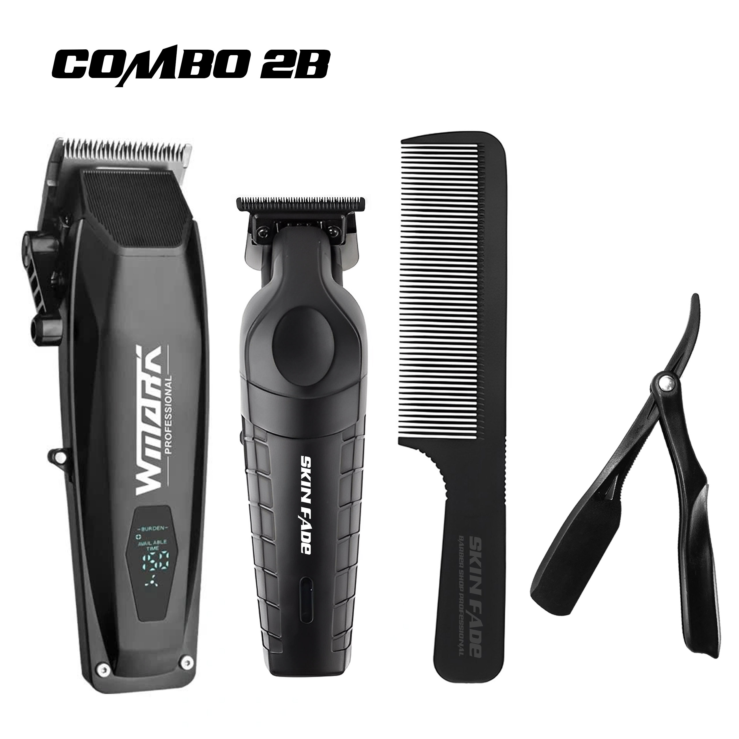 Combo 2B WMARK | Tông đơ pin NG-125 + Tông viền Skin Fade L10