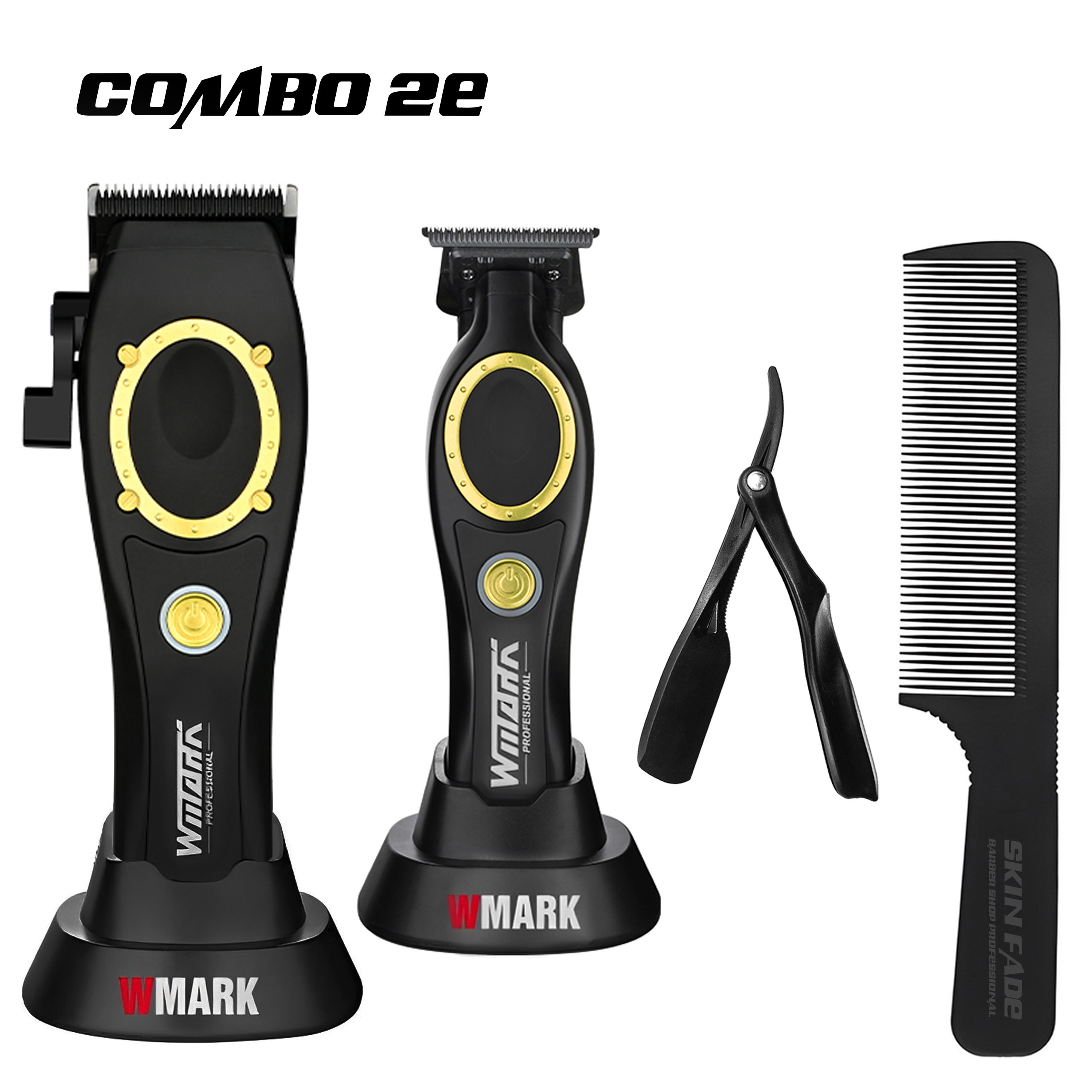 Combo 2E WMARK | Tông đơ pin NG-7030 Black + Tông viền NG-7230 Black