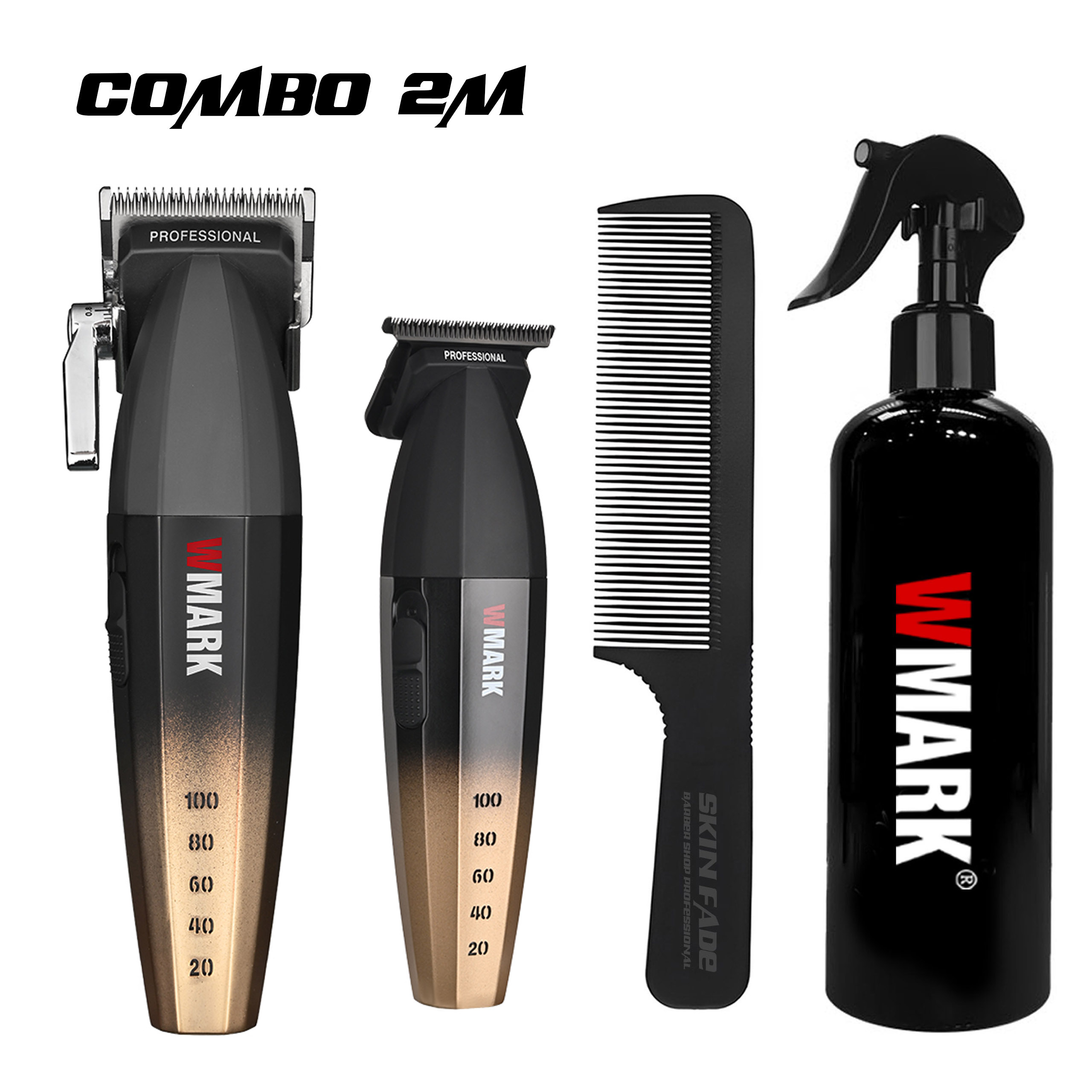 Combo 2M WMARK | Tông đơ pin NG-2038 Gold + Tông viền NG-325 Gold