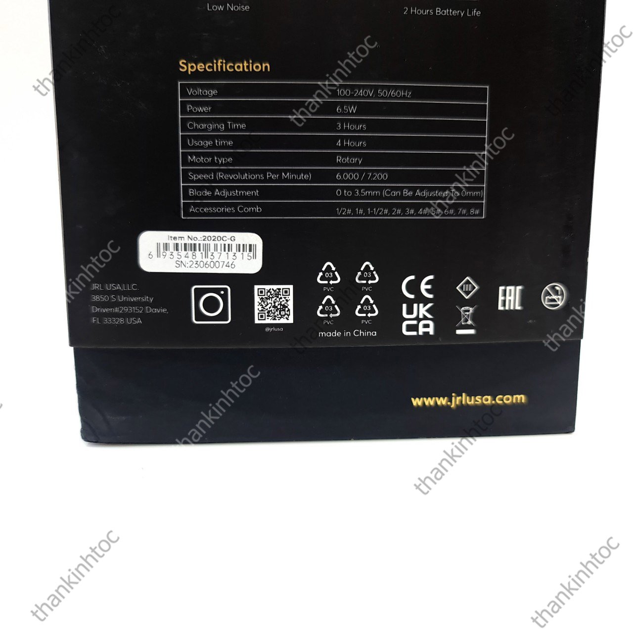 Tông Đơ Pin Lưỡi Đơn JRL Gold chính hãng USA Bản nội địa