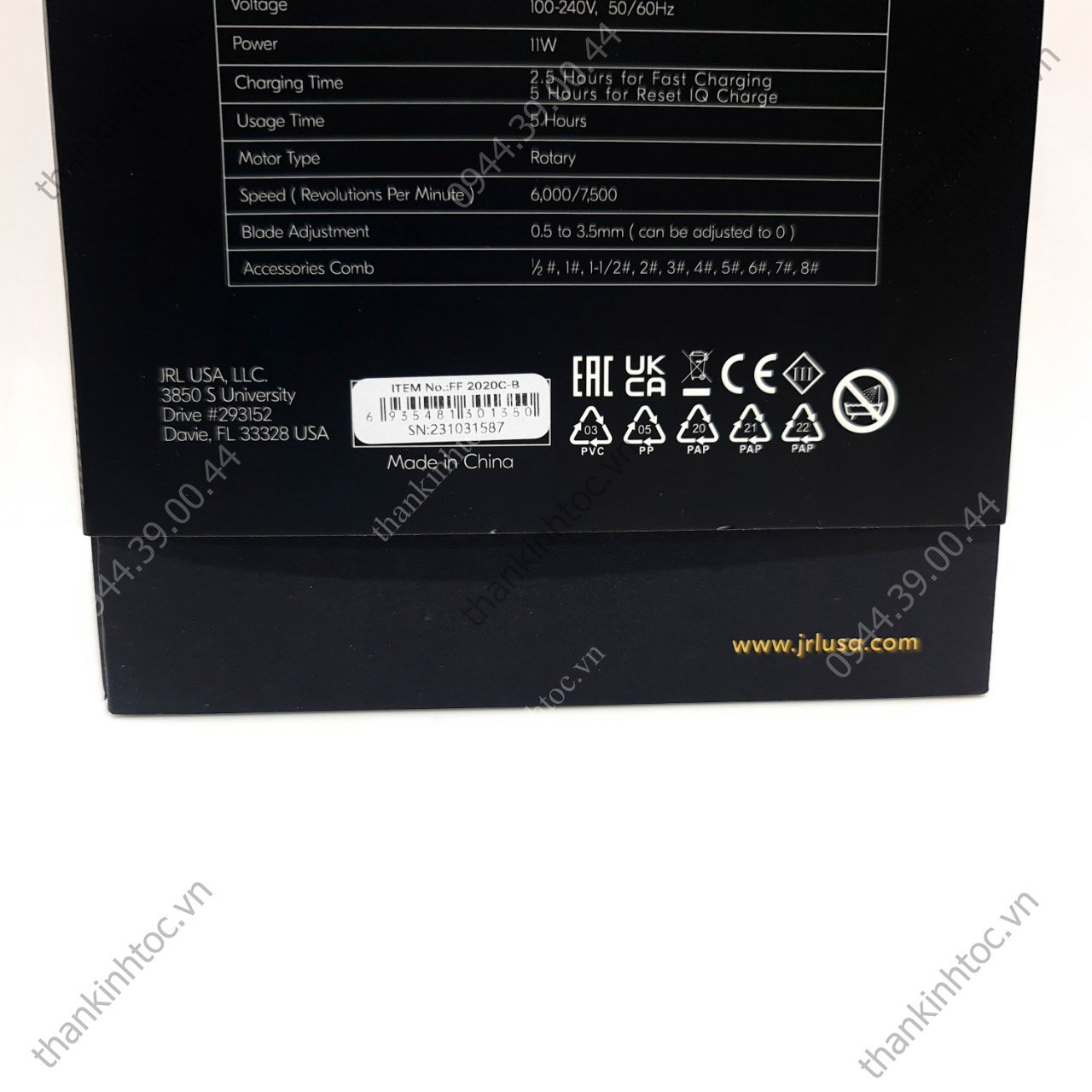 Tông Đơ Pin JRL ONYX Chính Hãng Usa