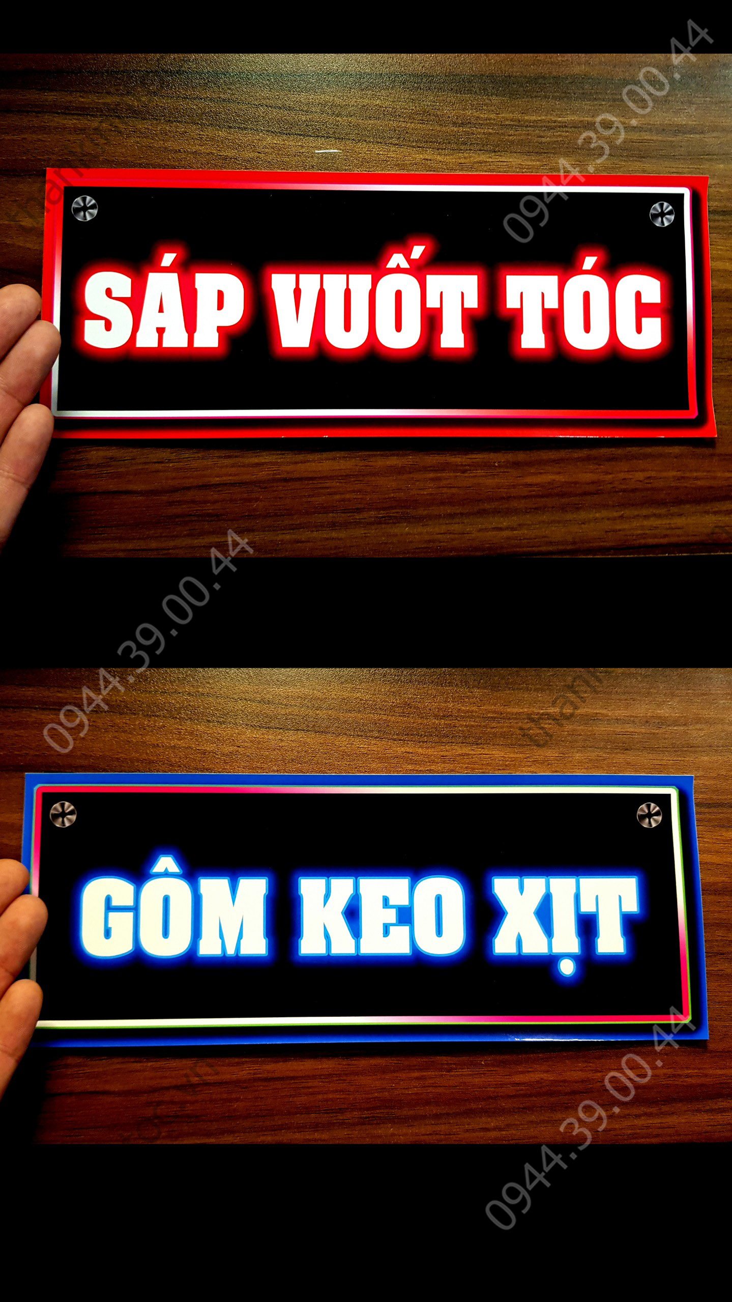 Bảng Decal giả Led các dịch vụ tiệm tóc