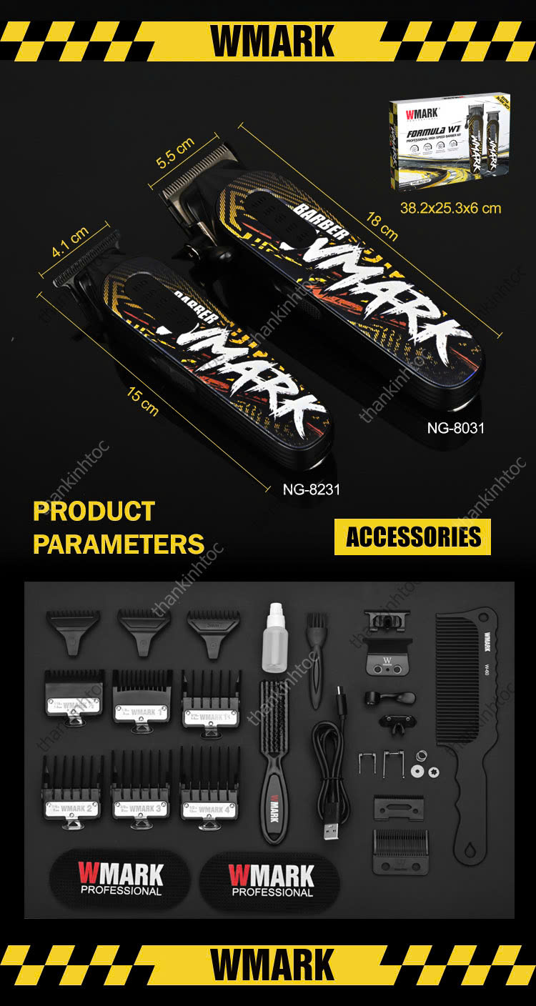 Combo WMARK NG-8631KIT Chính Hãng | Tông đơ cắt + Tông viền