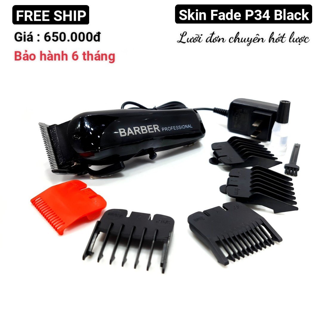 Tông đơ Pin Lưỡi đơn P34 Black chính hãng
