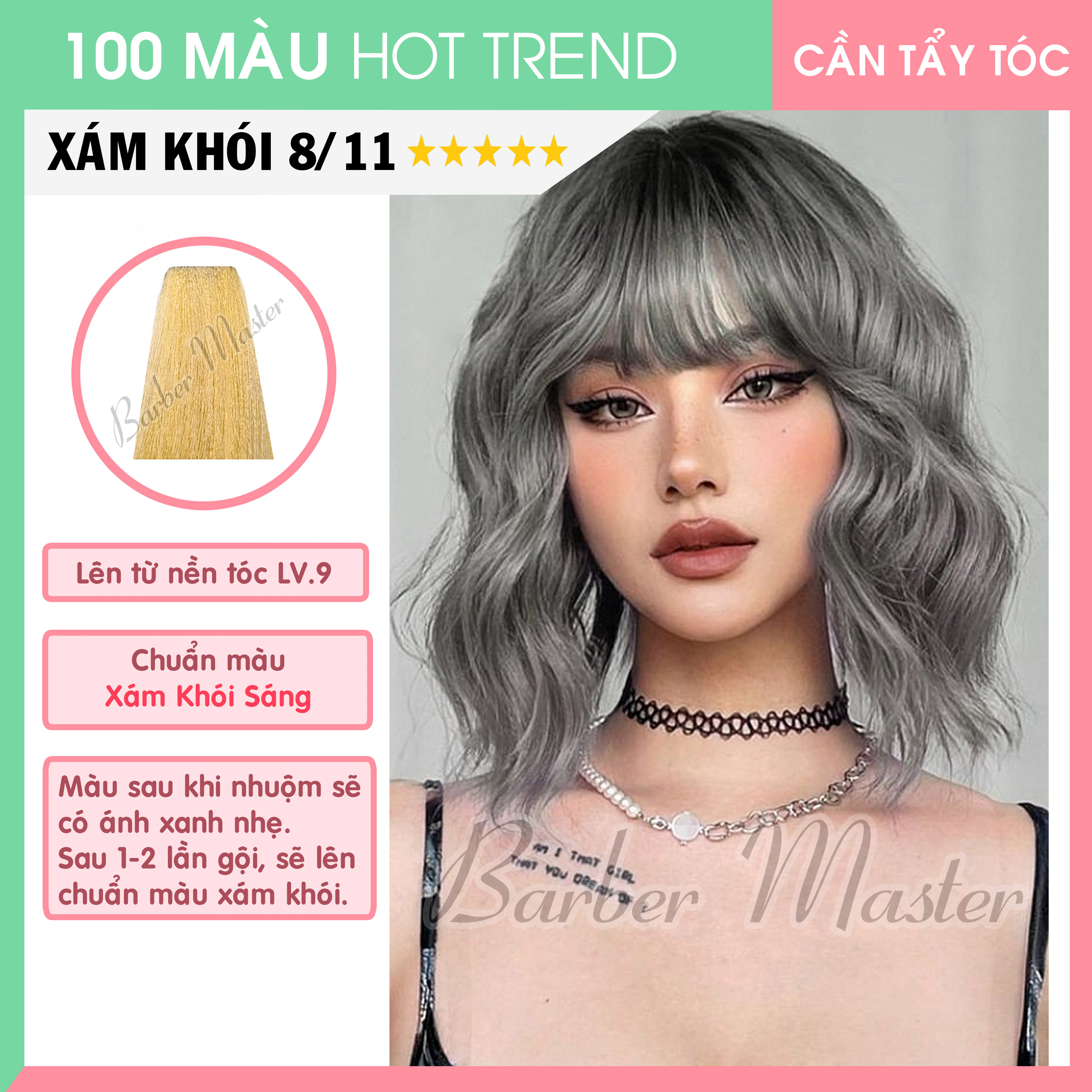 Bộ 5 tuýp Nhuộm lên 22 màu Xám Khói