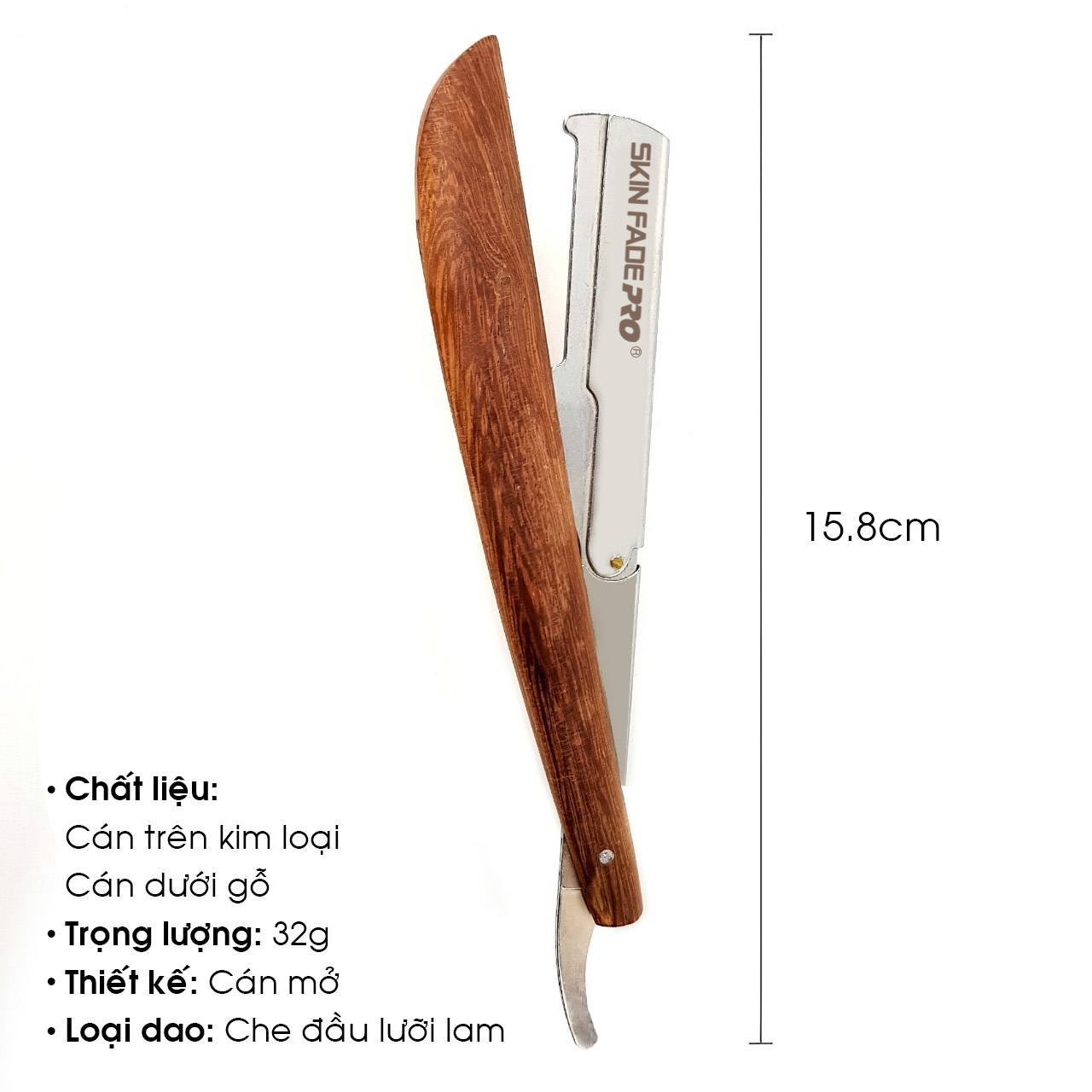 Dao Cạo Cán Gỗ Skin Fade Classic