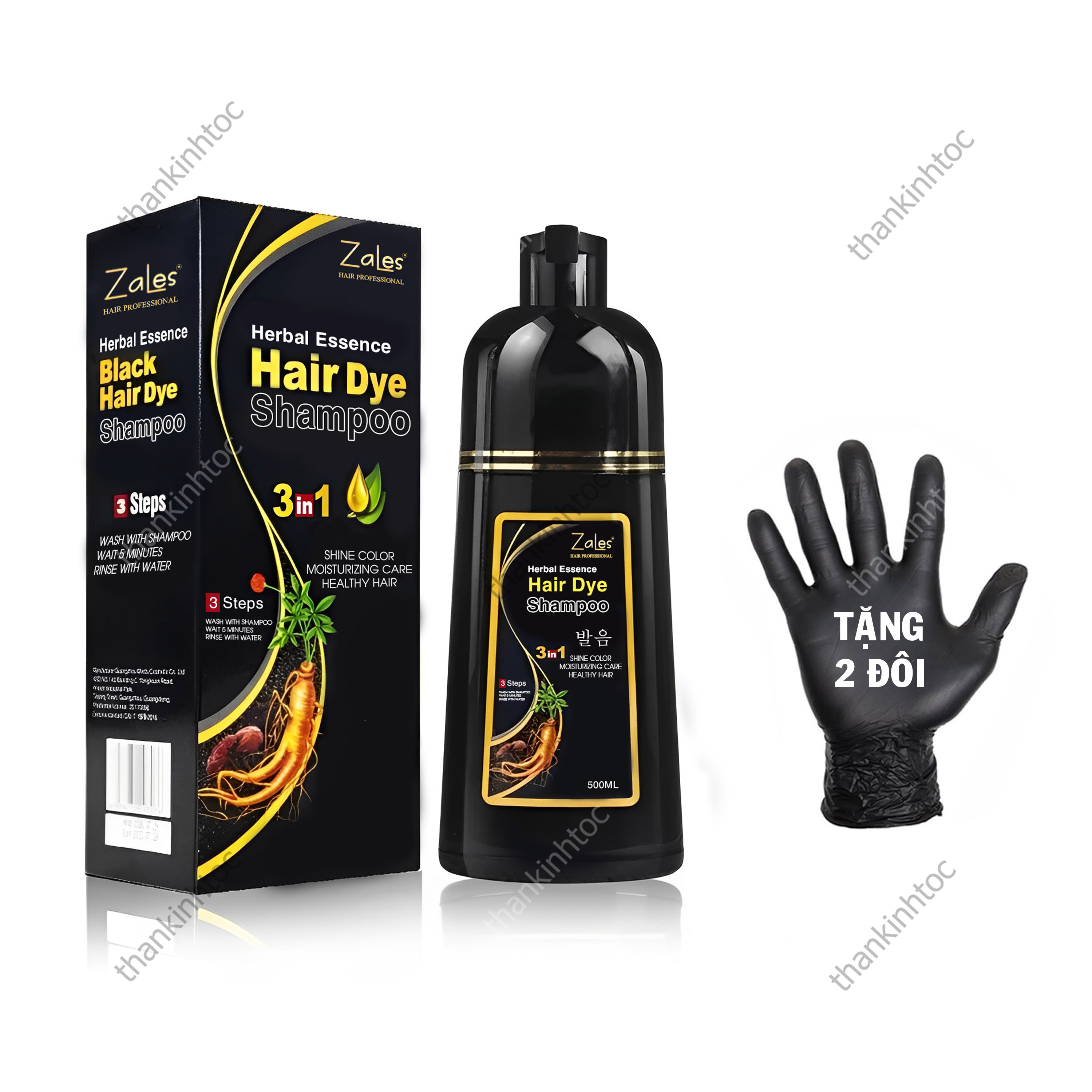 Dầu Gội Đen Phủ Bạc Không Dính Da Đầu - Thảo Dược Nhân Sâm Hàn Quốc Chính Hãng 500ML