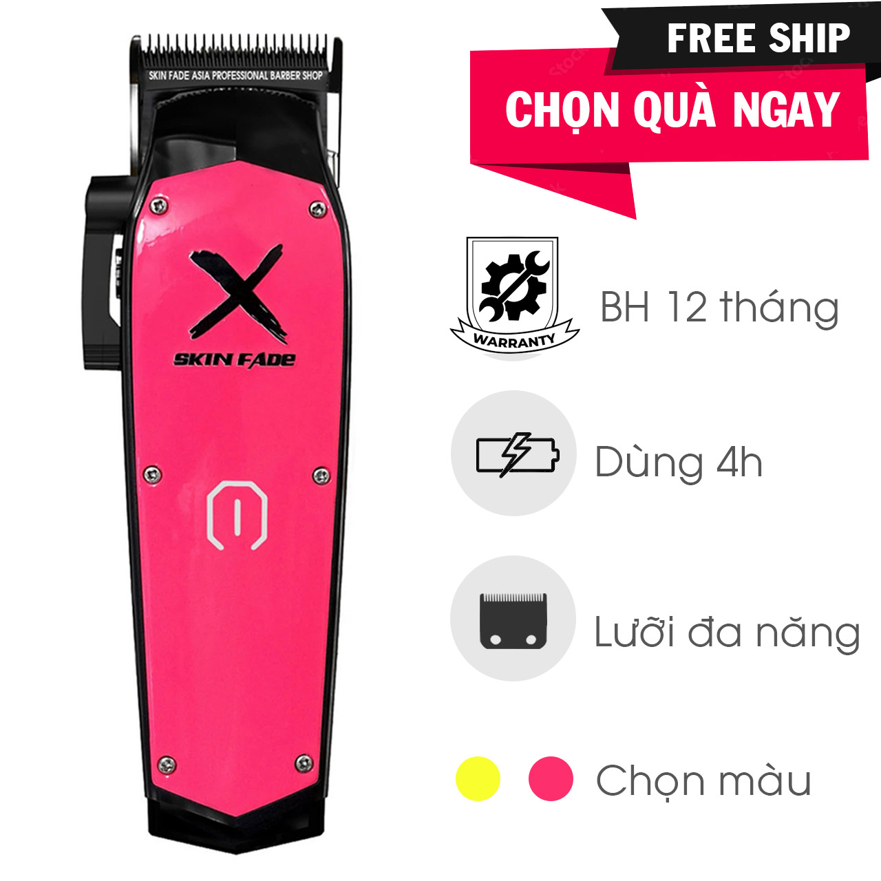 Tông Đơ Pin Lưỡi Kép Skin Fade SC02 PRO X Chính Hãng