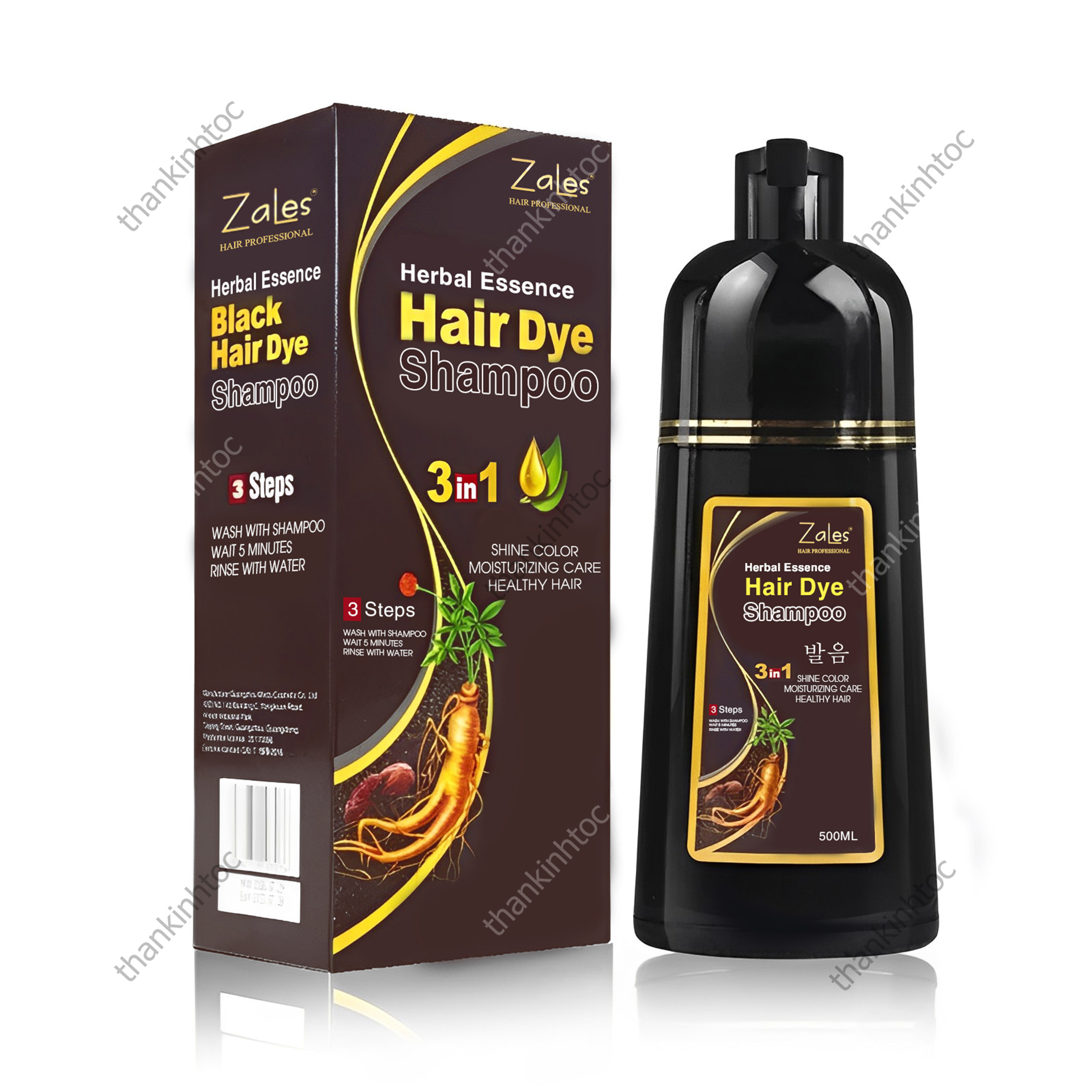 Dầu Gội Nâu Phủ Bạc Không Dính Da Đầu - Thảo Dược Nhân Sâm Hàn Quốc Chính Hãng 500ML