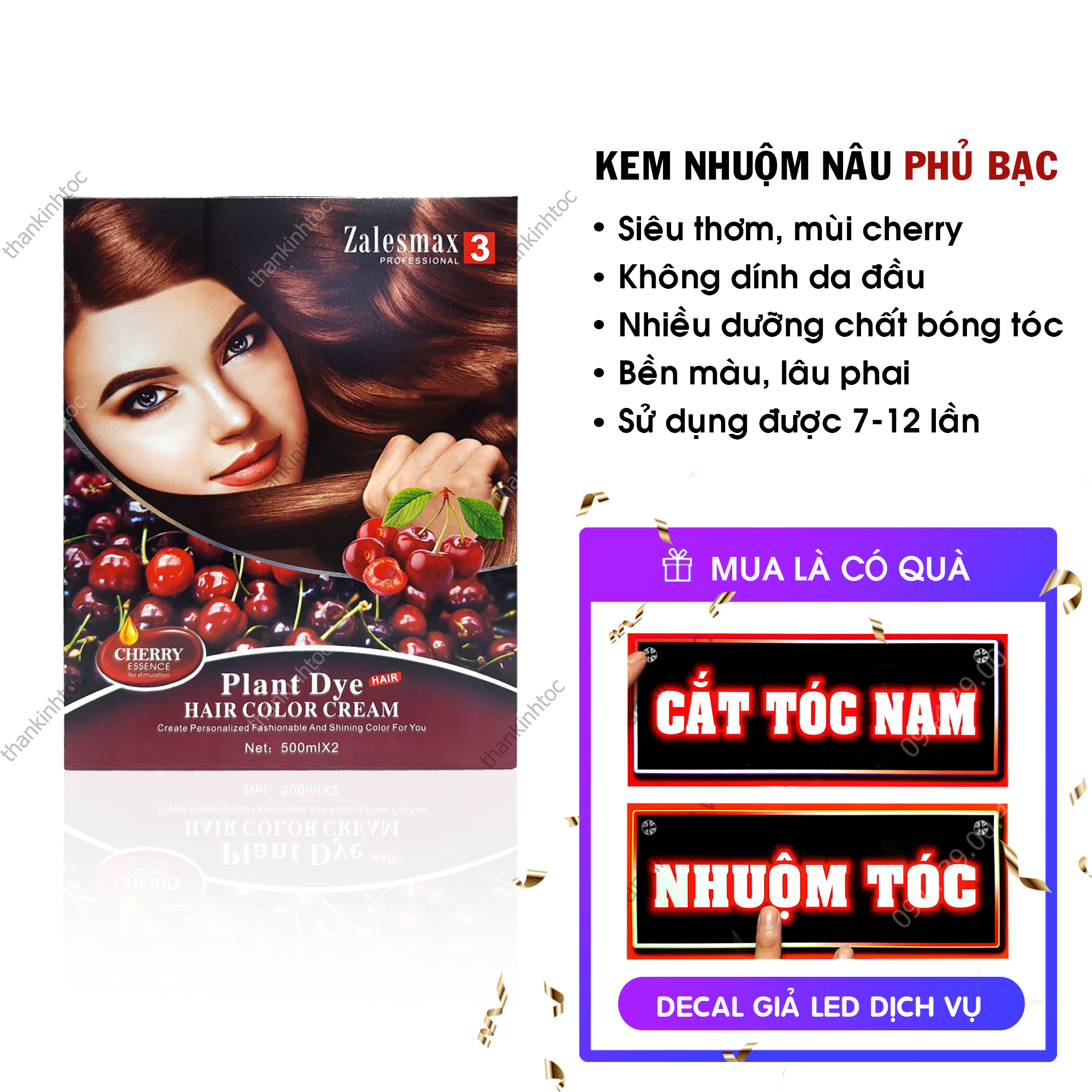 Kem Nhuộm Nâu Phủ Bạc Cherry Siêu Thơm Không Dính Da Đầu Hàn Quốc Chính Hãng