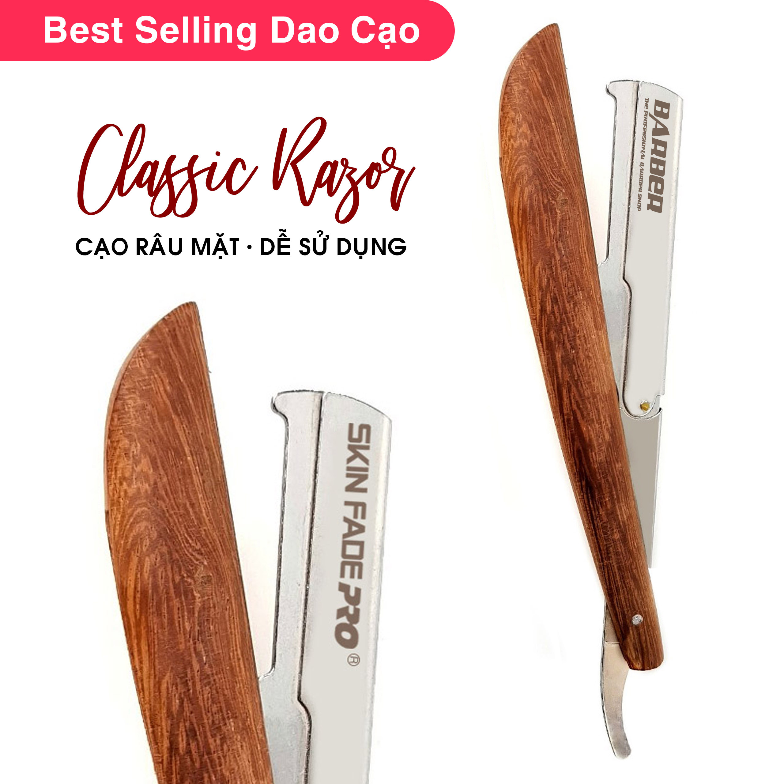 Dao Cạo Cán Gỗ Skin Fade Classic