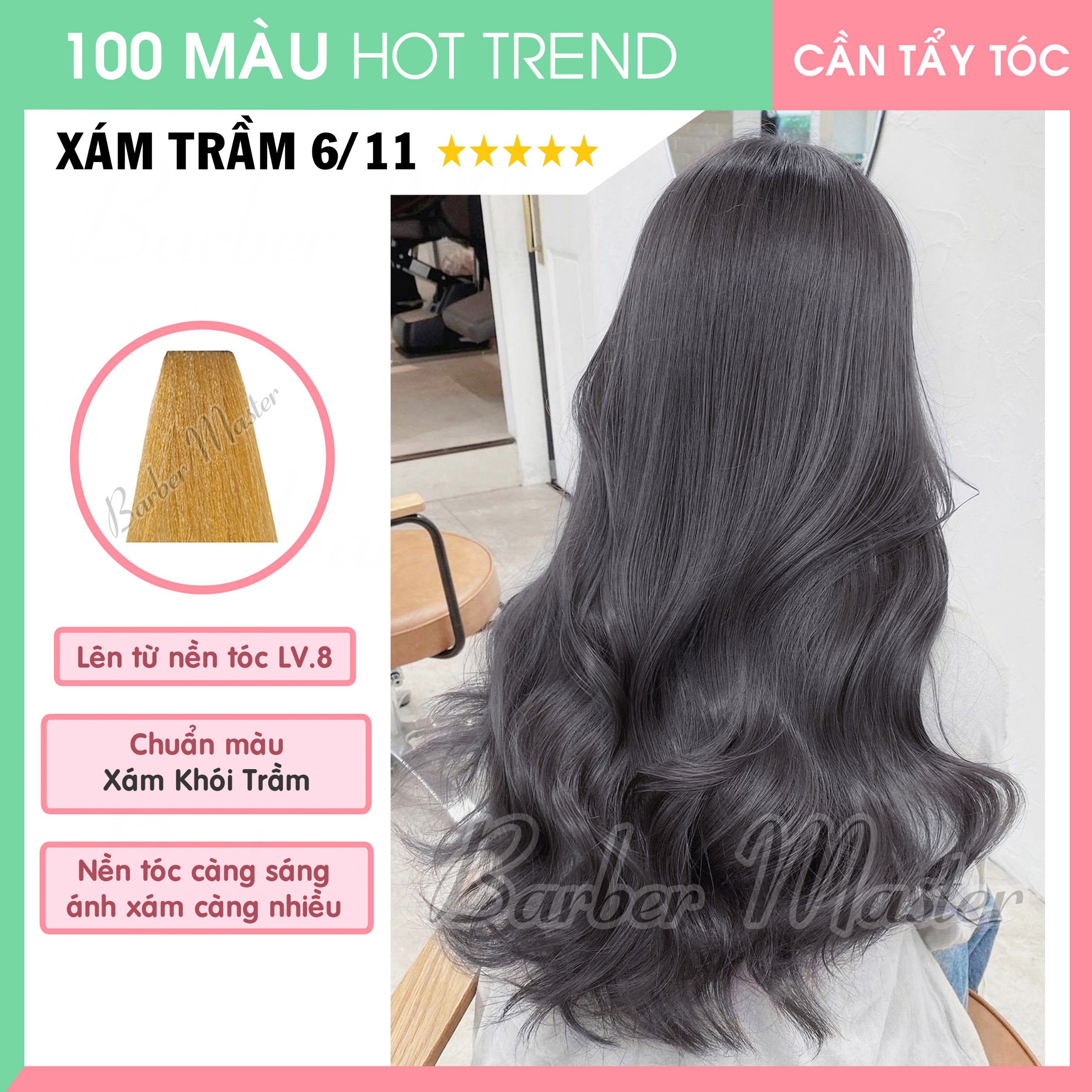 Bộ 5 tuýp Nhuộm lên 22 màu Xám Khói