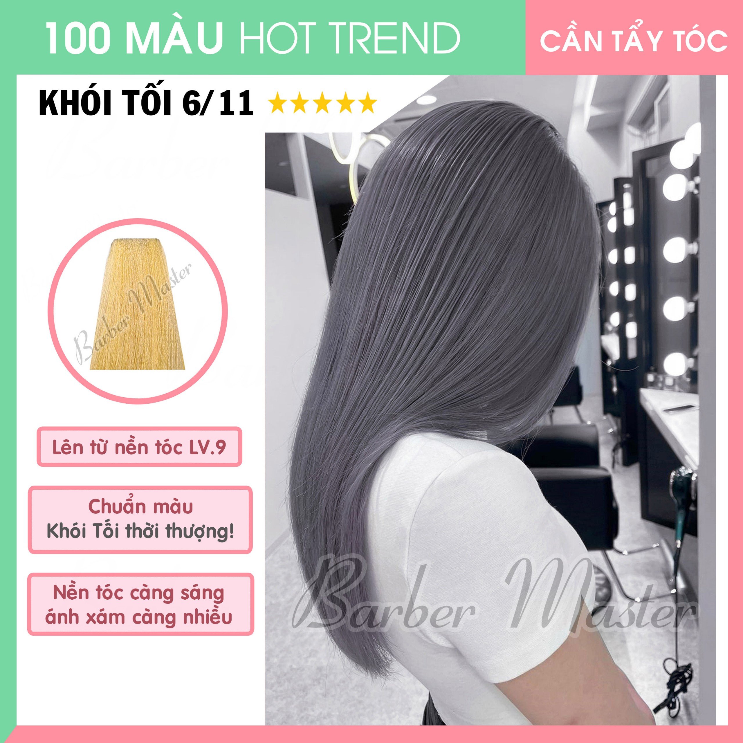 Bộ 5 tuýp Nhuộm lên 22 màu Xám Khói