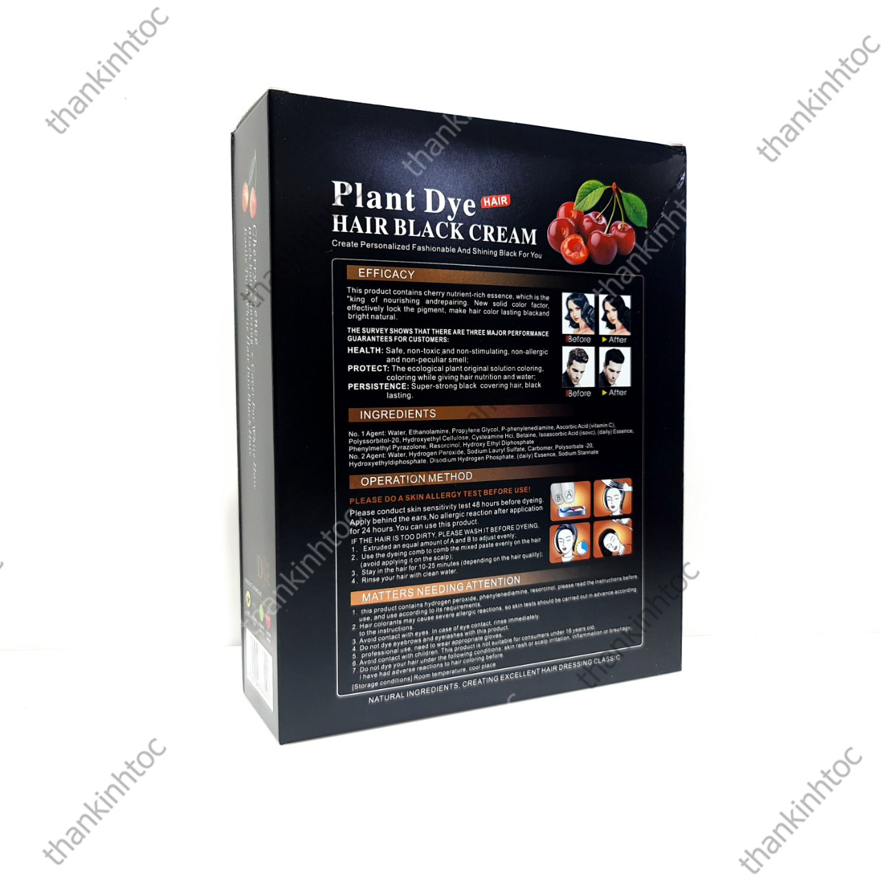 Kem Nhuộm Đen Phủ Bạc Cherry Siêu Thơm Không Dính Da Đầu Hàn Quốc Chính Hãng