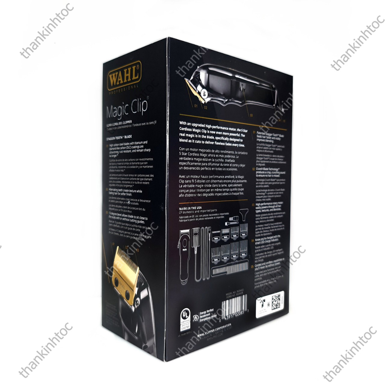 Tông Đơ Pin Lưỡi Kép Wahl Magic Black Chính Hãng USA