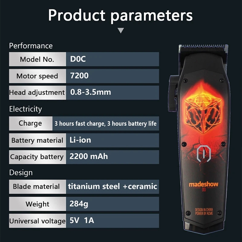 Tông Đơ Pin Cắt Tóc Madeshow D0C (M10+) Chính Hãng