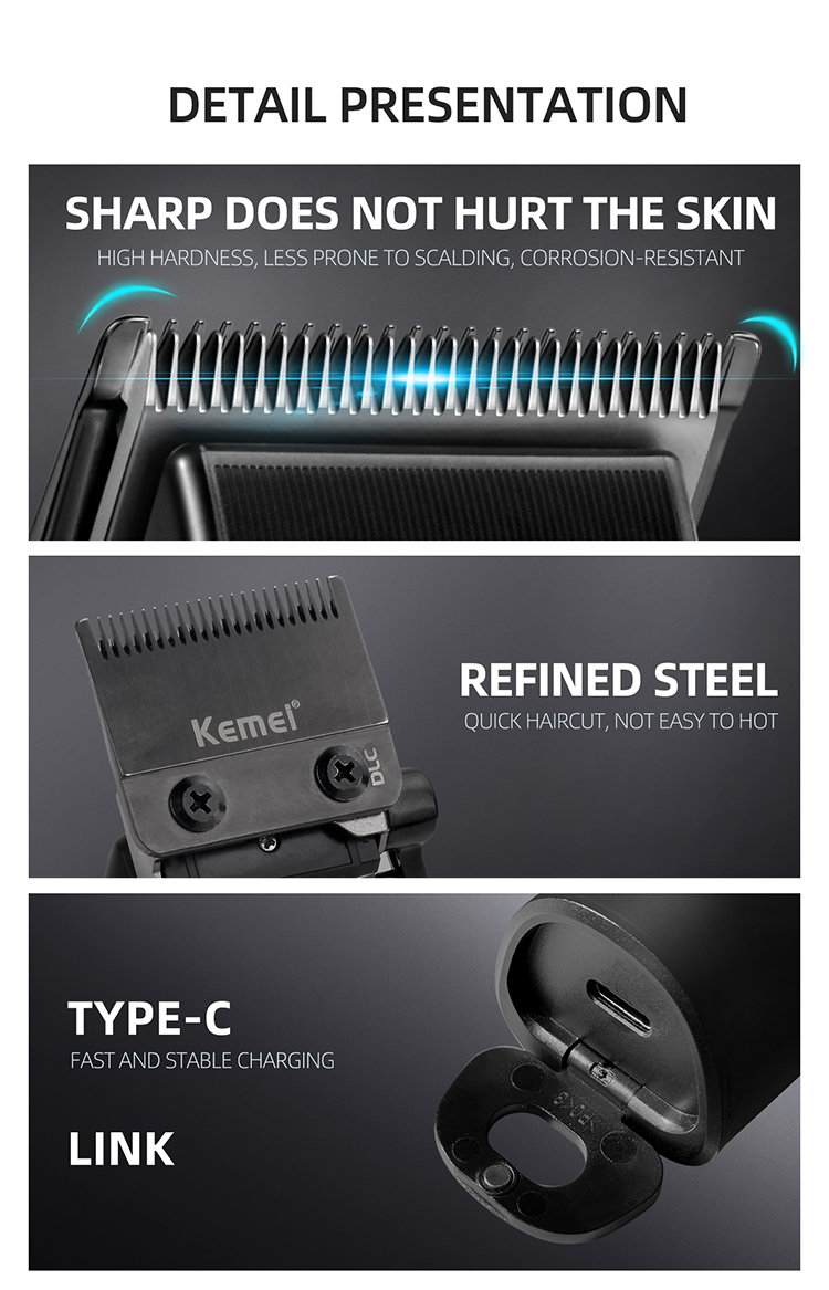 Tông Đơ Pin Lưỡi Đơn Kemei KM-1858 DLC Chính Hãng