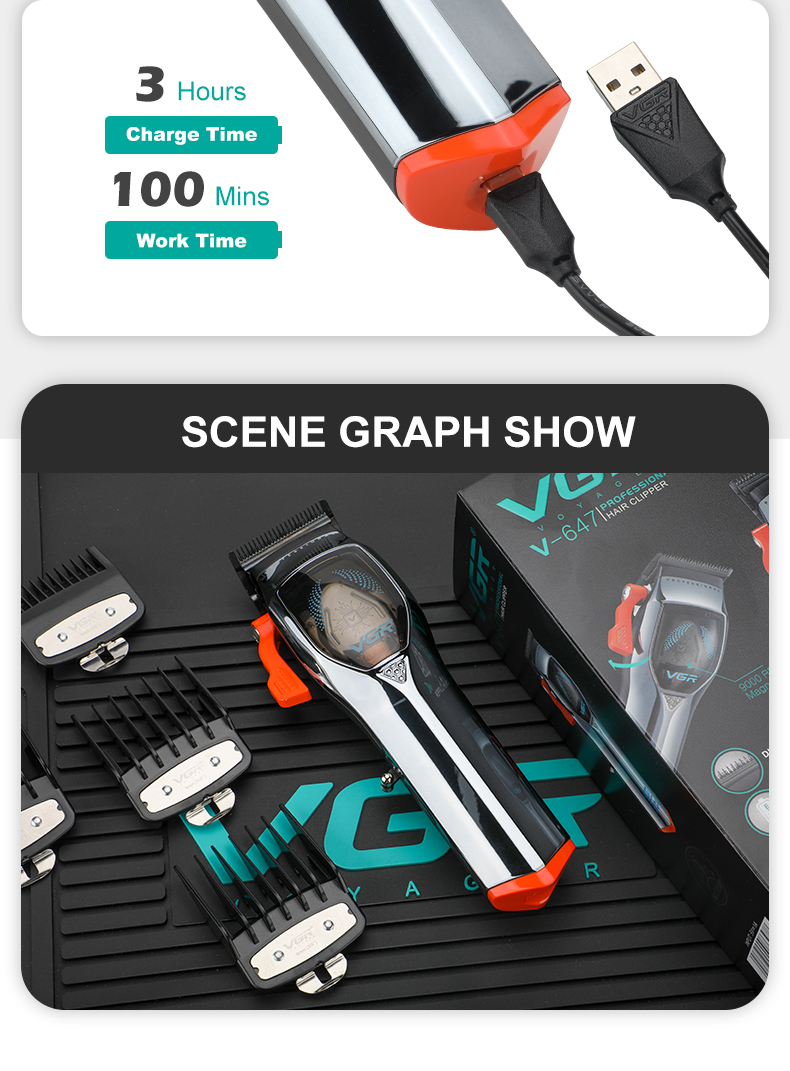 Tông Đơ Pin Lưỡi Đơn VGR V-647 Chính Hãng