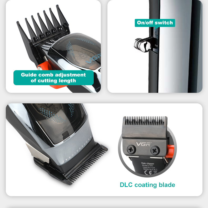 Tông Đơ Pin Lưỡi Đơn VGR V-647 Chính Hãng