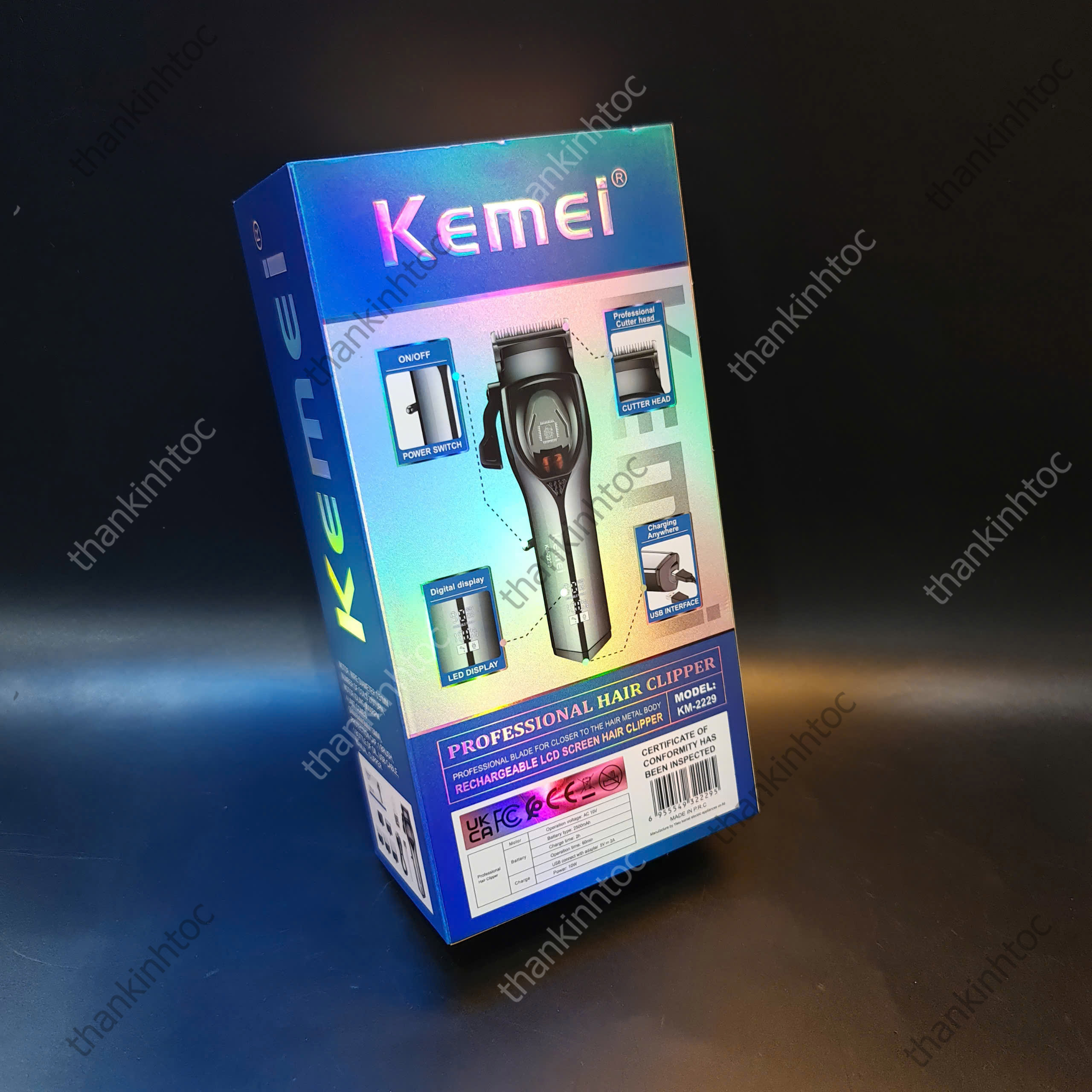 Tông Đơ Pin Lưỡi Đơn Kemei KM-2229 Chính Hãng