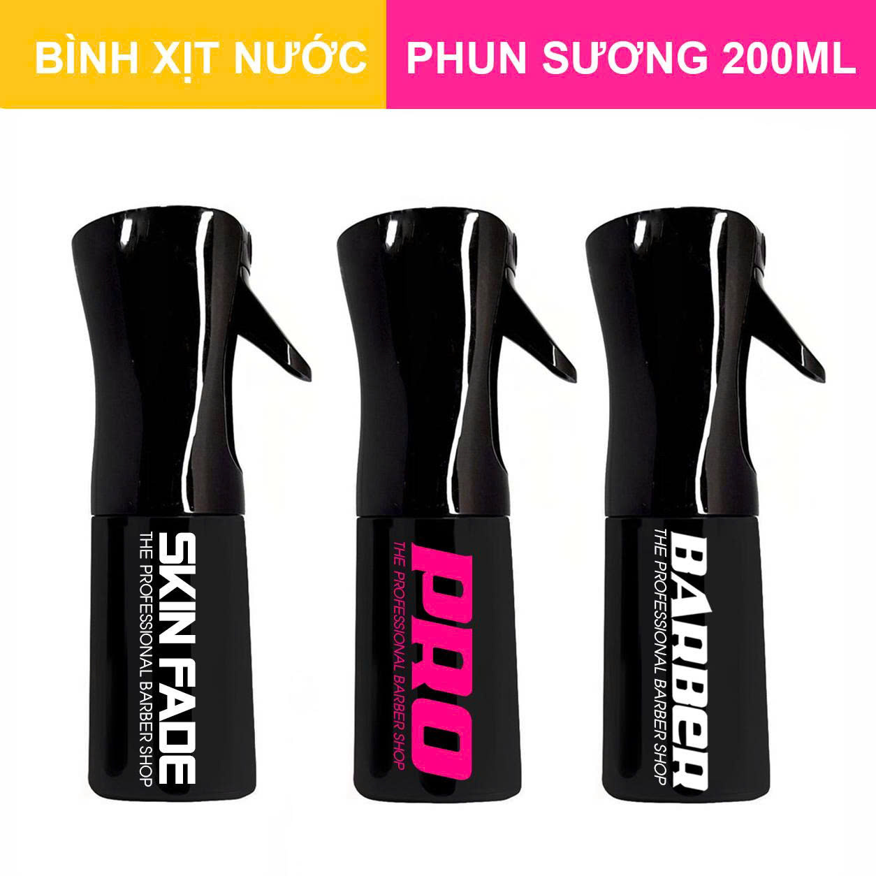 Bình xịt nước áp suất N2 Black phun sương nano Skin Fade 200ml