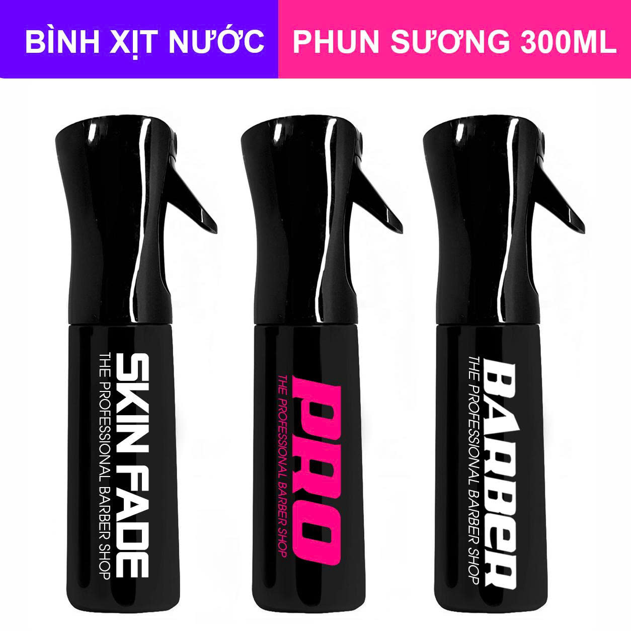 Bình xịt nước áp suất N3 Black phun sương nano Skin Fade 300ml