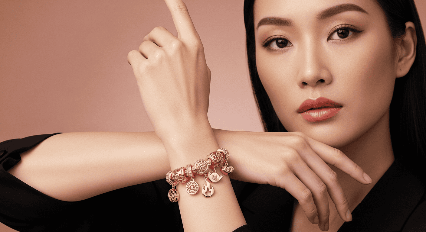 Charm Bạc Mạ Vàng Hồng Mệnh Hỏa: Hút Tài Lộc & May Mắn