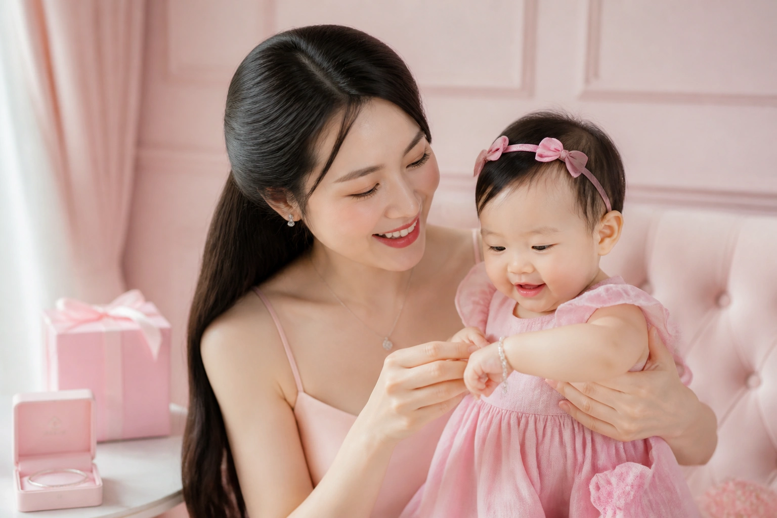 Bé yêu đeo lắc tay bạc xinh xắn và an toàn từ DNJ Silver