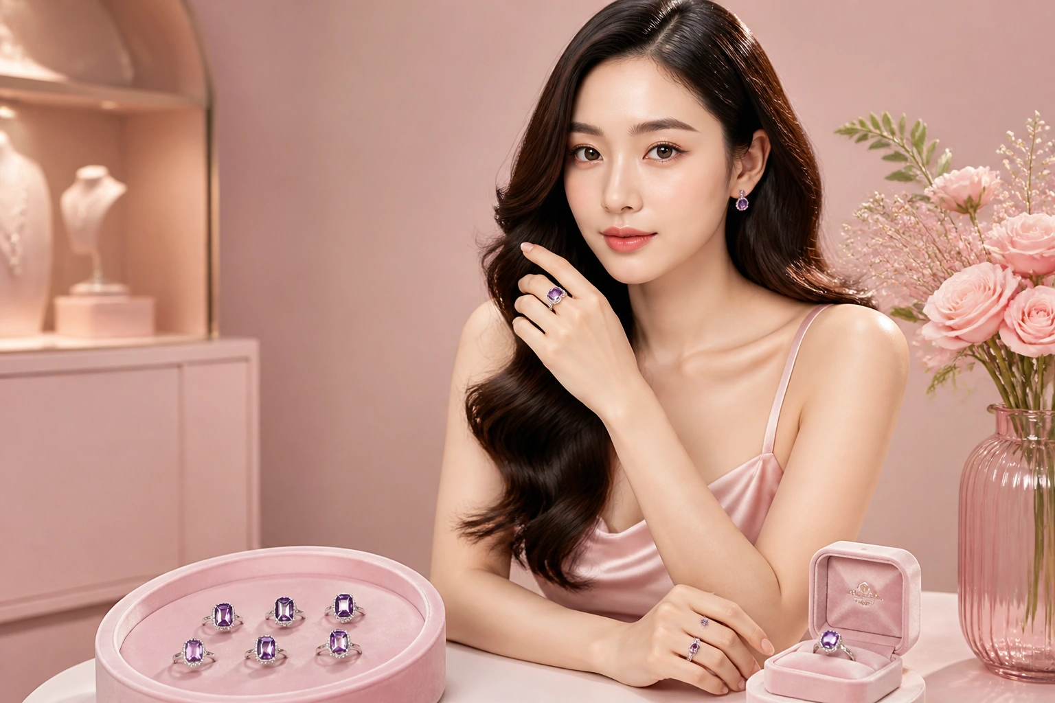 Bộ sưu tập nhẫn bạc amethyst cao cấp tại cửa hàng DNJ Silver