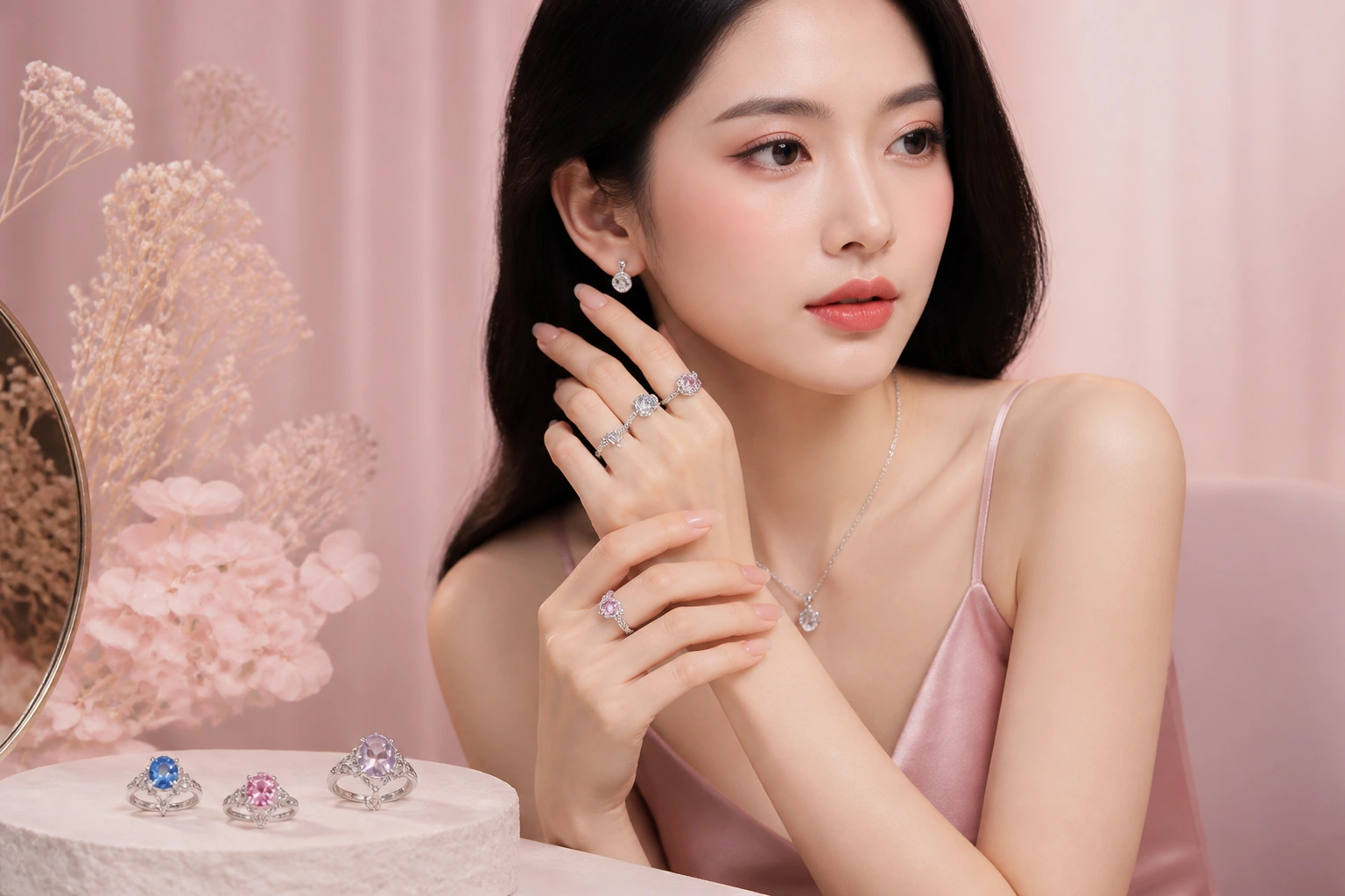 Bộ sưu tập nhẫn bạc Bali đính đá tự nhiên tại DNJ Silver