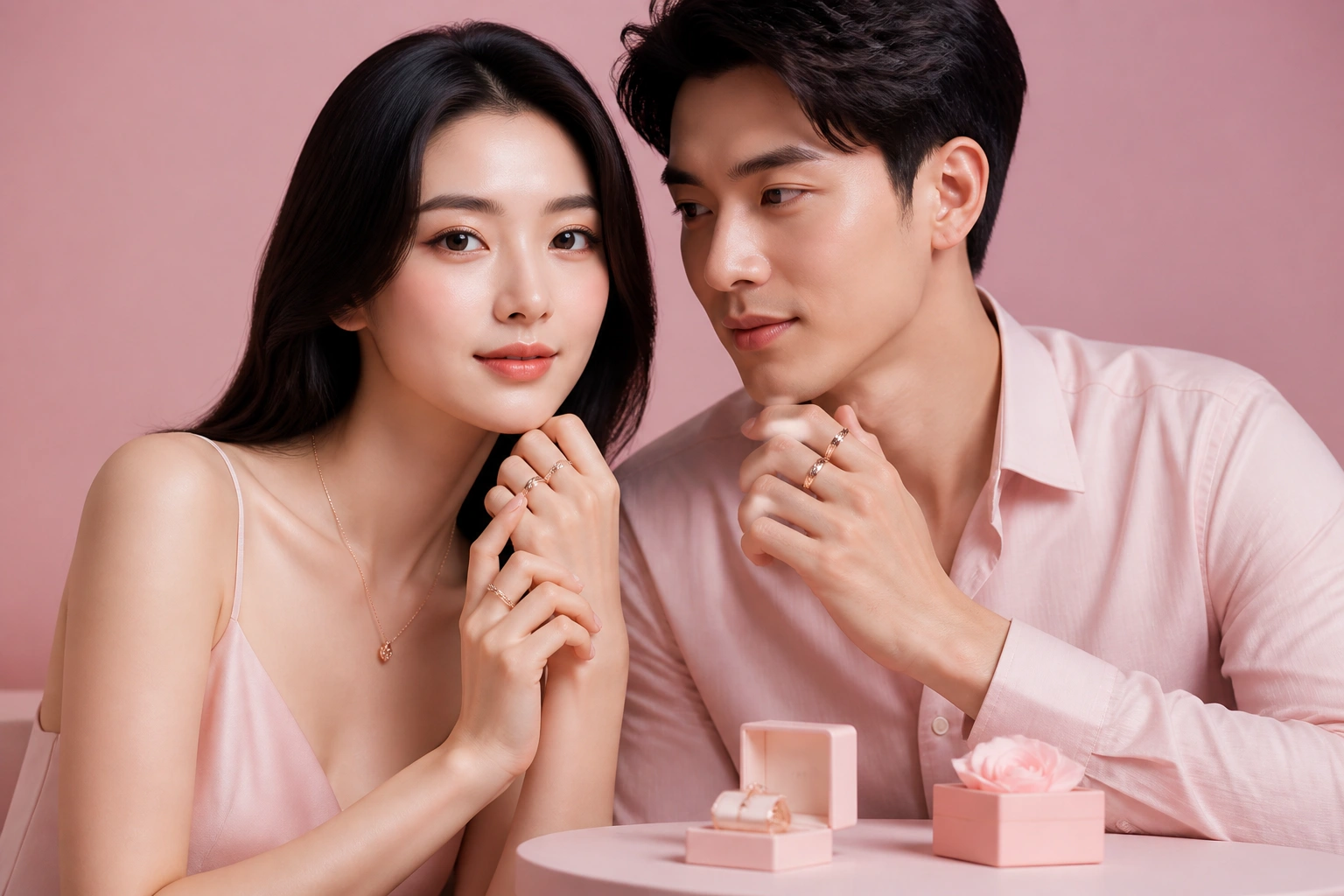 Bộ sưu tập nhẫn đôi bạc xi vàng hồng tôn vinh làn da việt
