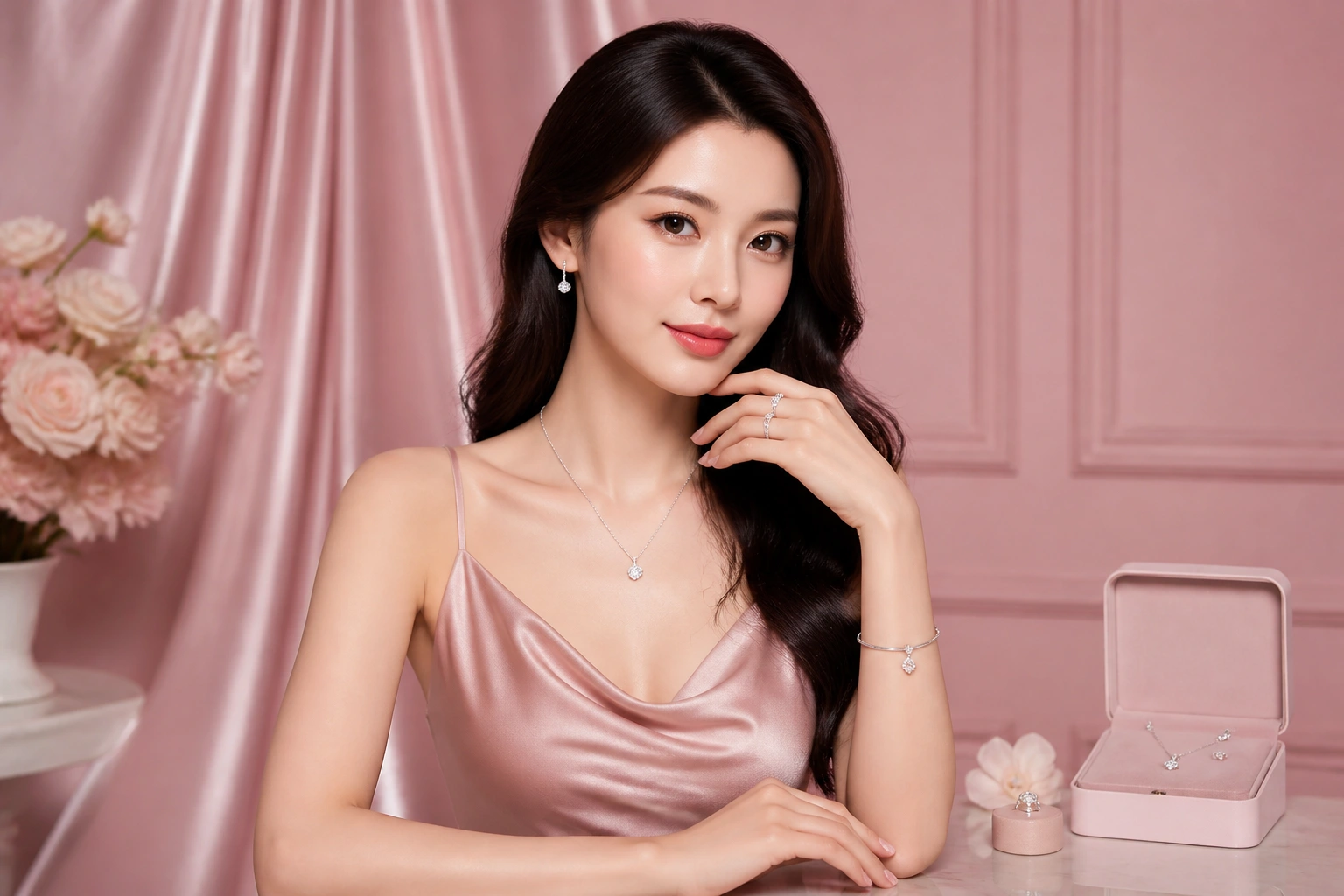 Bộ sưu tập trang sức bạc DNJ Silver phù hợp với đầm lụa cao cấp