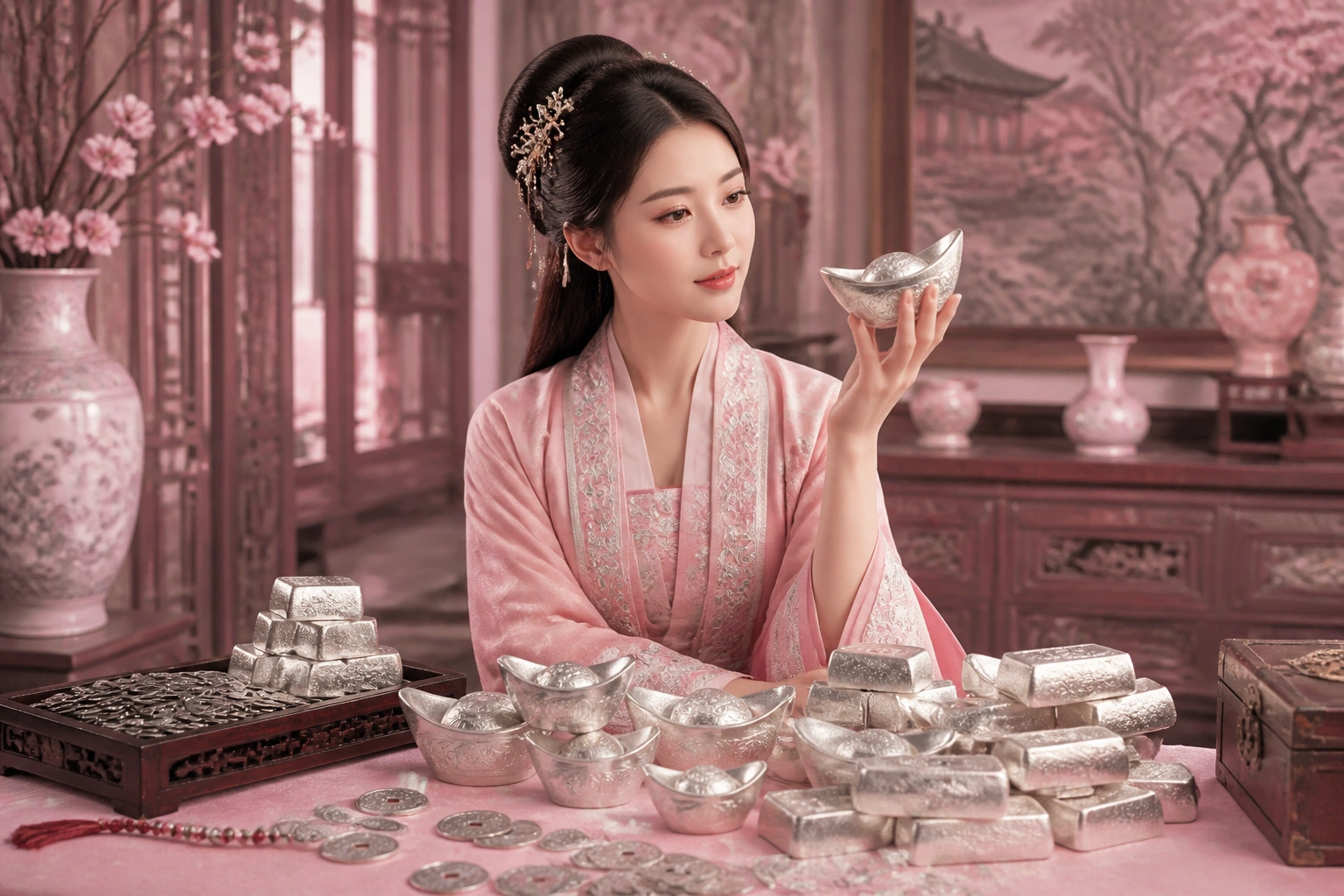 Cận cảnh kỹ thuật chạm khắc repoussé trên nền bạc nguyên chất