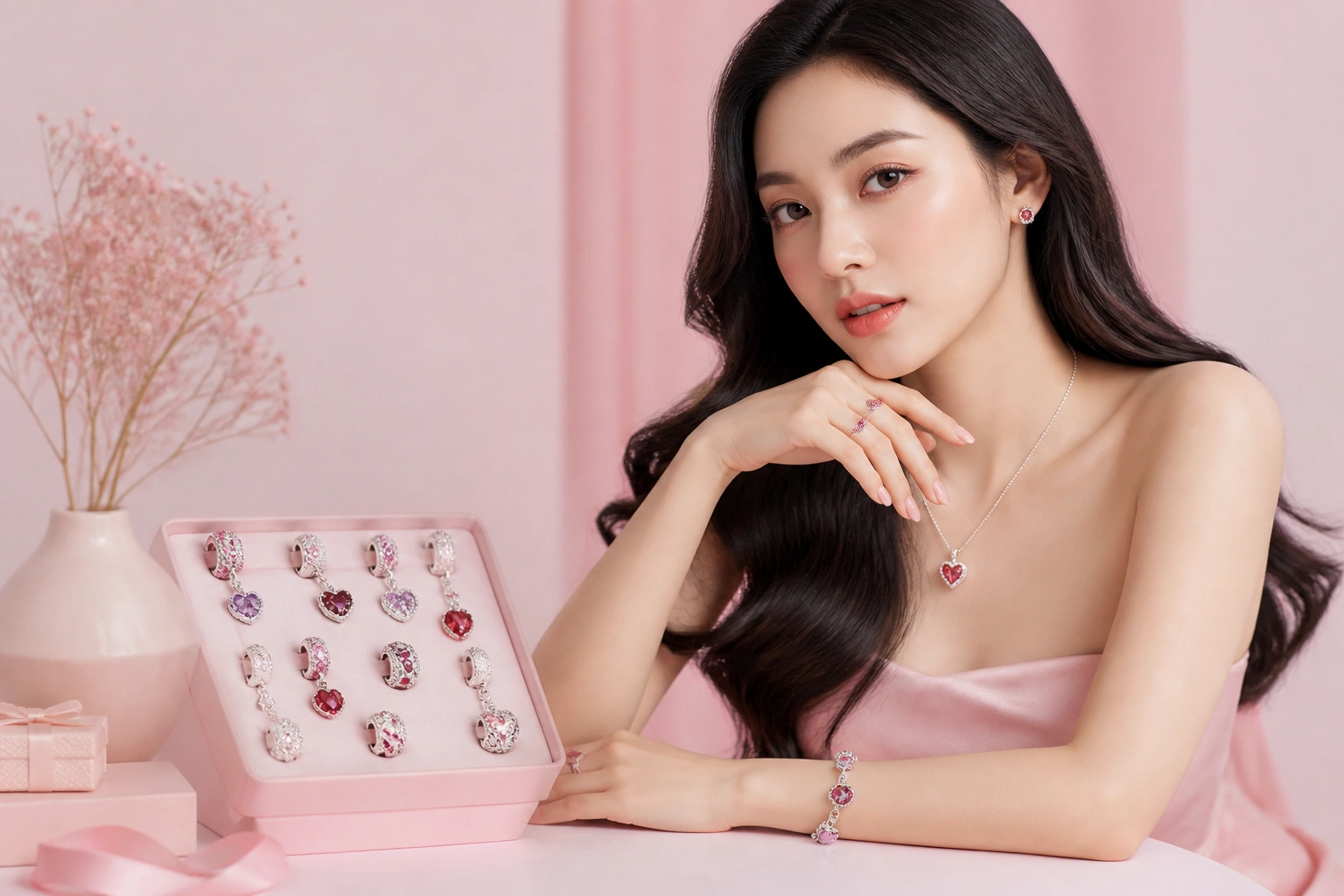 Các mẫu charm đá cz đỏ và tím tinh xảo tại DNJ Silver